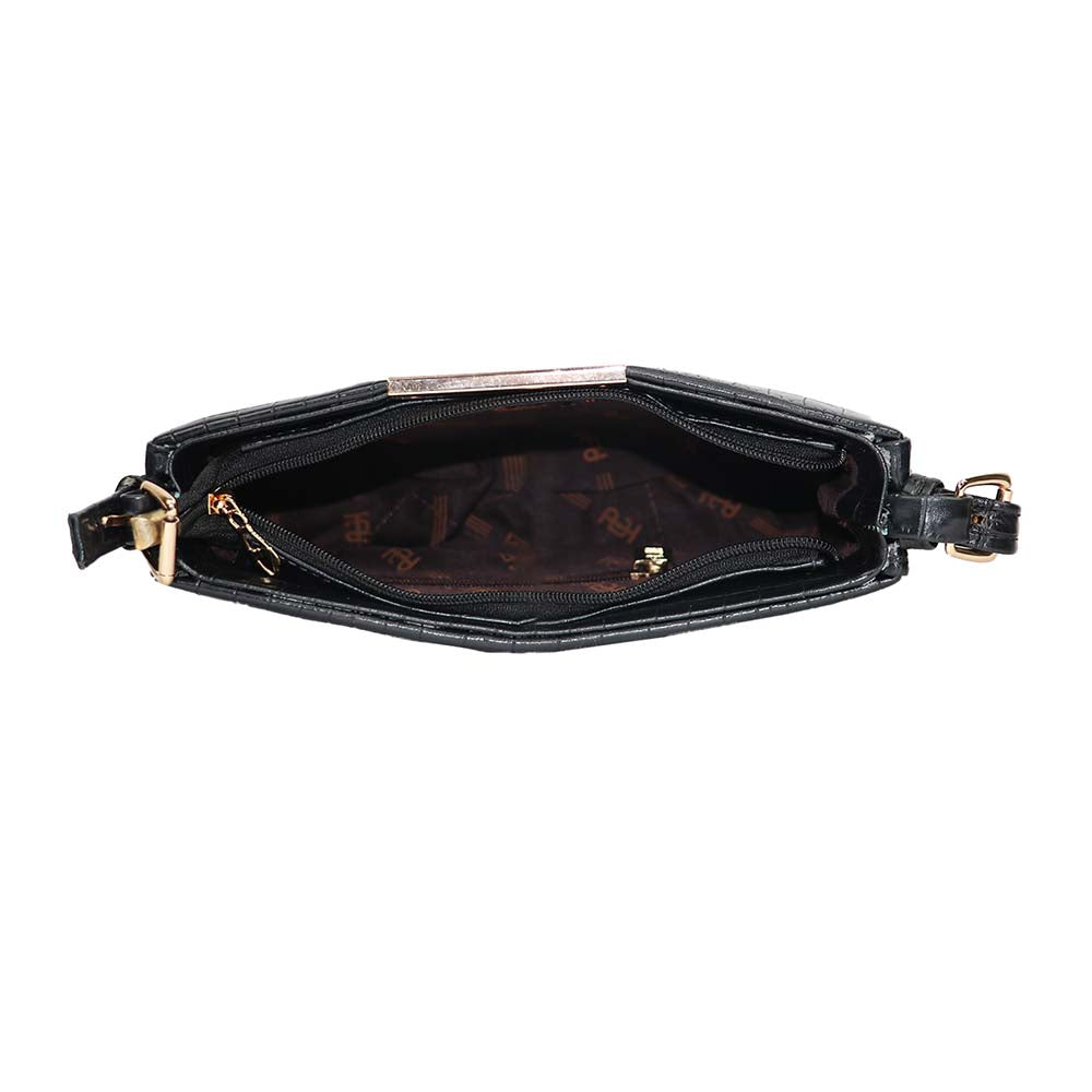 Crocodile Texture Clutch Bag for Women with Metal Frame Closure