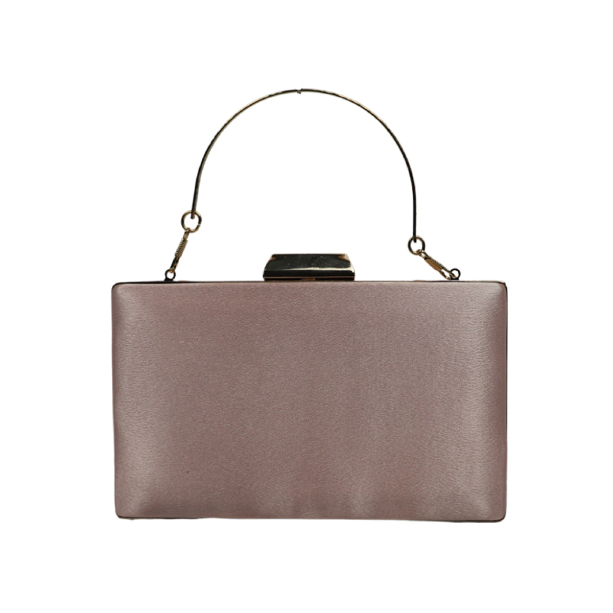 Pink Satin Evening Clutch Bag for Women with Metal Frame and Chain Strap