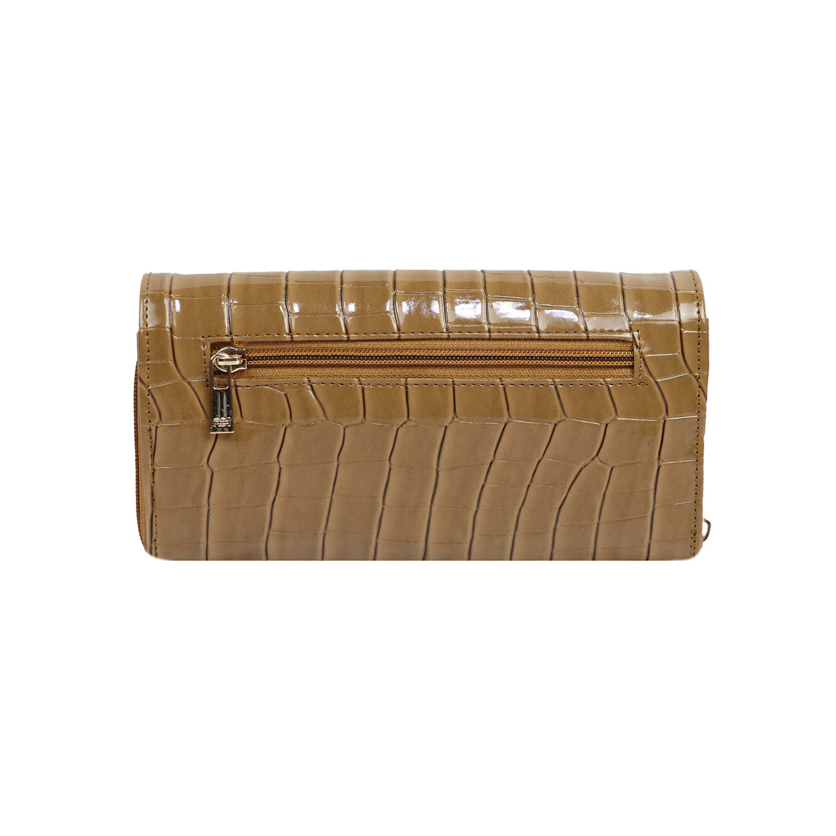 A sleek and functional wallet clutch with elegant texture and organized storage