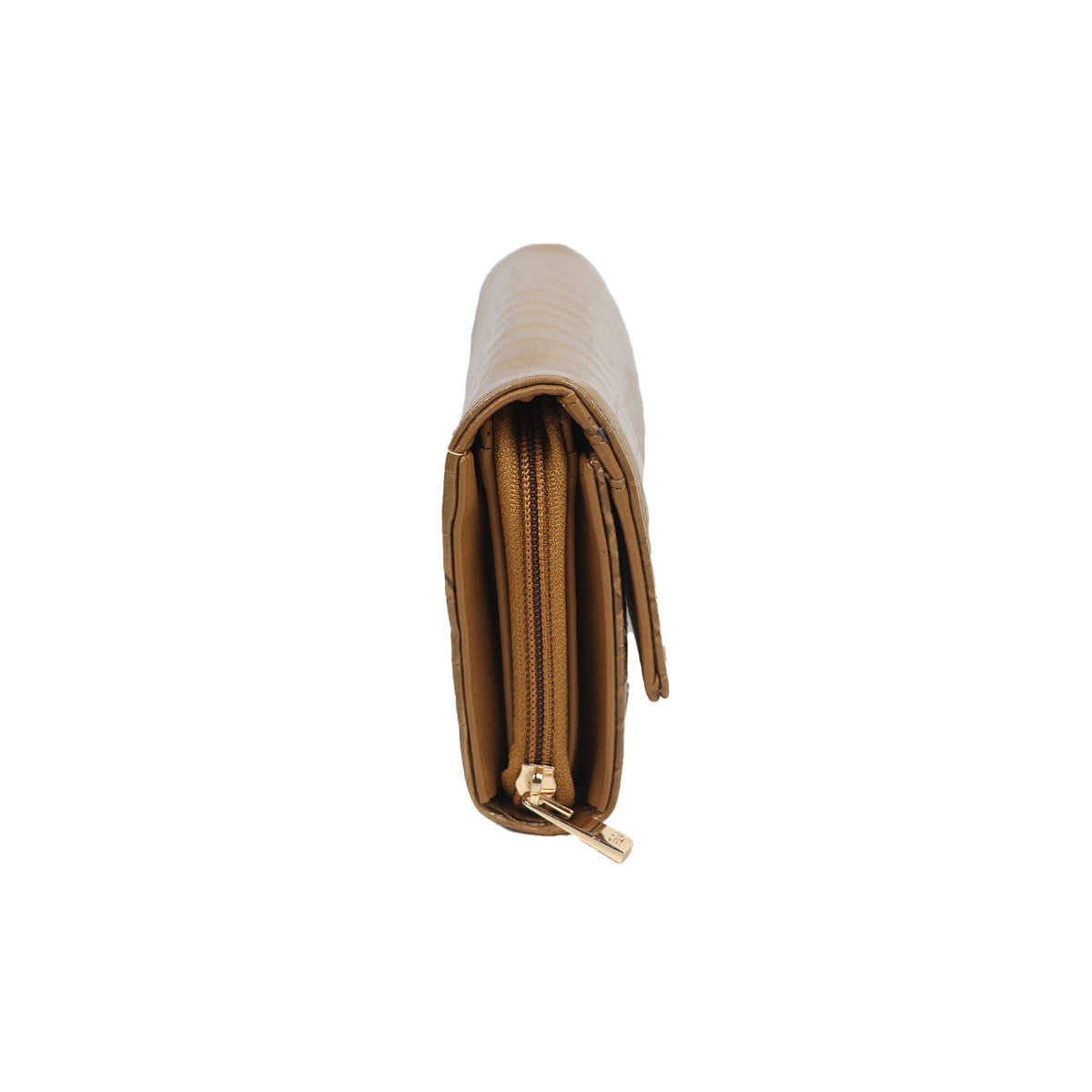 A sleek and functional wallet clutch with elegant texture and organized storage