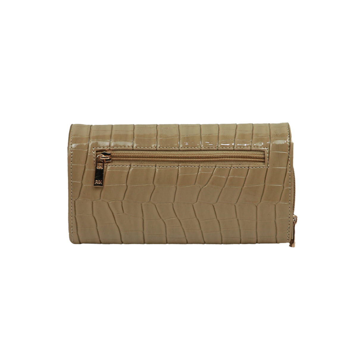 A sleek and functional wallet clutch with elegant texture and organized storage