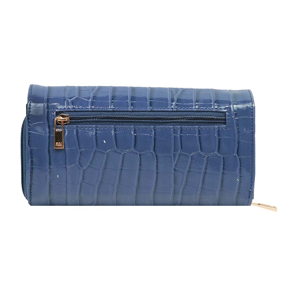A sleek and functional wallet clutch with elegant texture and organized storage