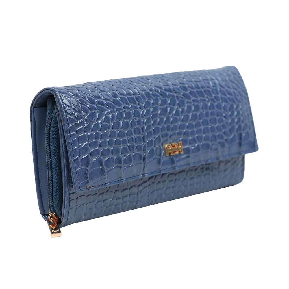 A sleek and functional wallet clutch with elegant texture and organized storage