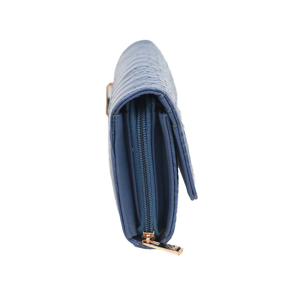 A sleek and functional wallet clutch with elegant texture and organized storage