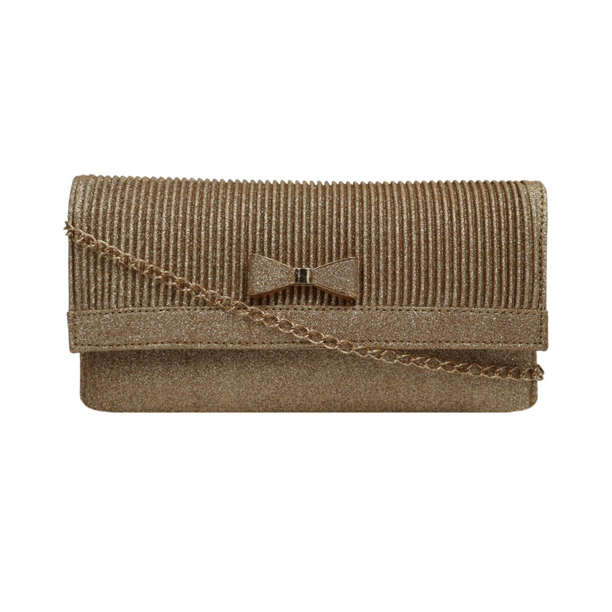 Glitter Bow Clutch Bag for Women | Party Evening Sling Clutch with Chain Strap