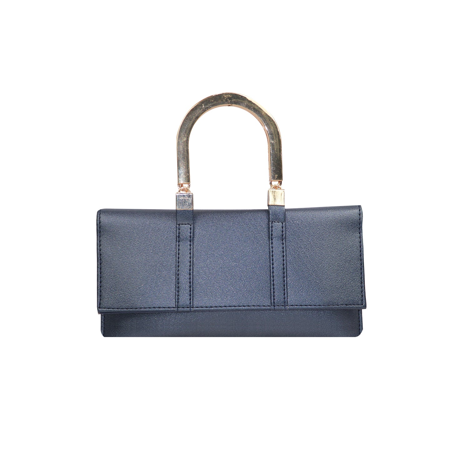 Clutch Bag for Women with Gold Metal Handle | Elegant Party Sling Clutch - Navy Blue
