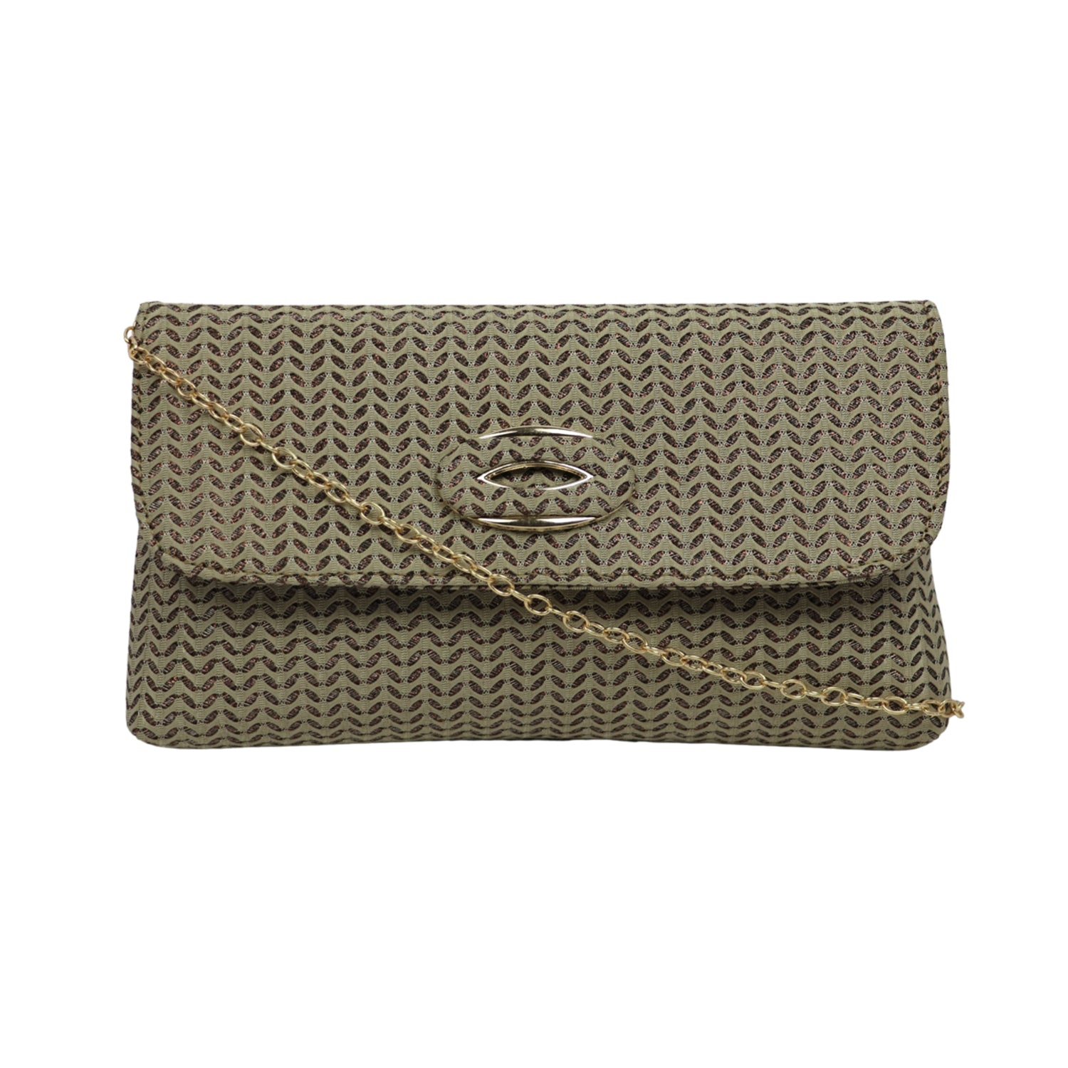 Patterned Clutch Bag for Women | Elegant Party Sling Clutch with Chain Strap - beige