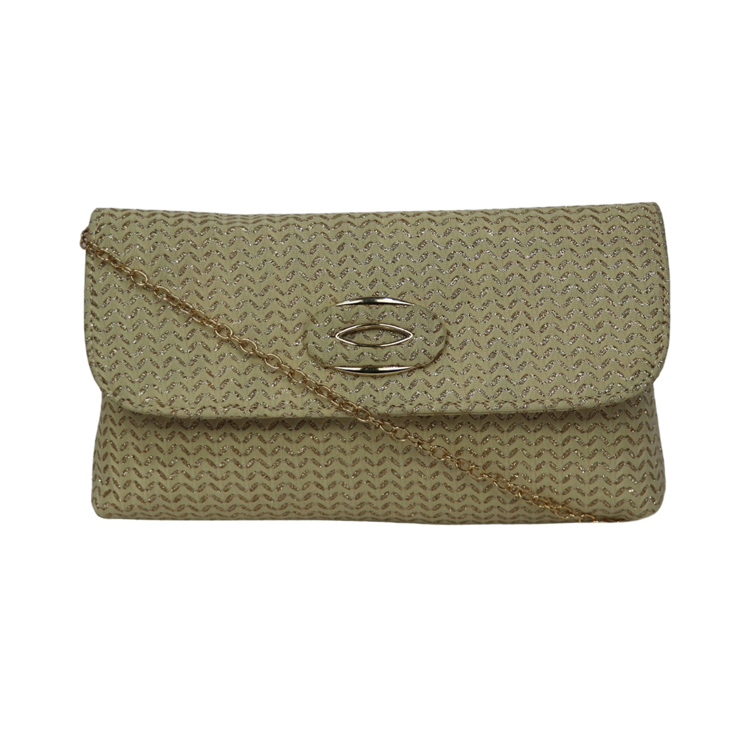 Patterned Clutch Bag for Women | Elegant Party Sling Clutch with Chain Strap - Cream
