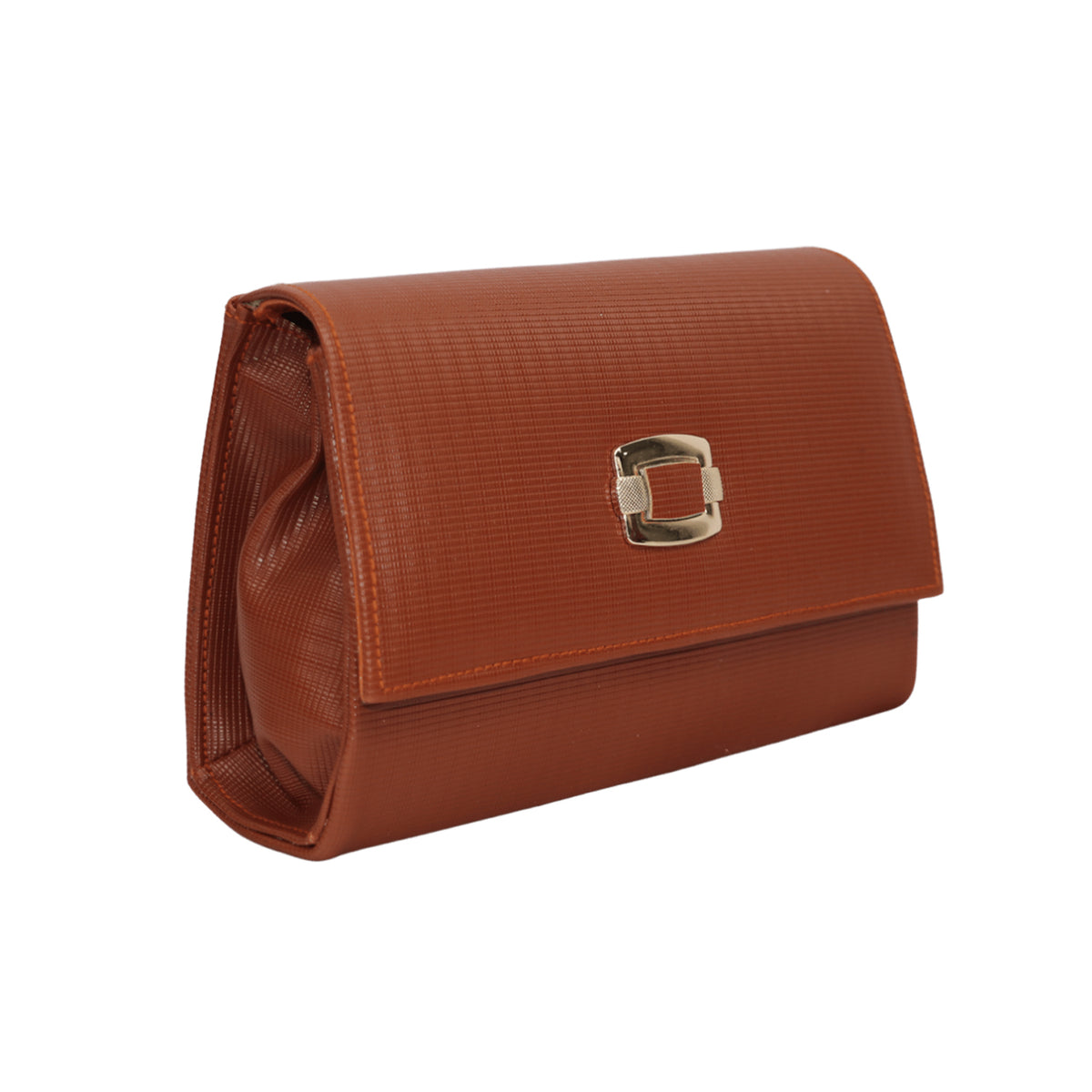 Textured Brown Sling Bag with Chain Strap