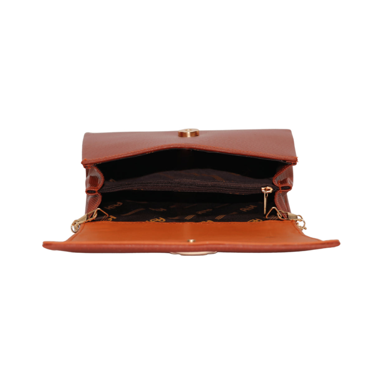 Textured Brown Sling Bag with Chain Strap