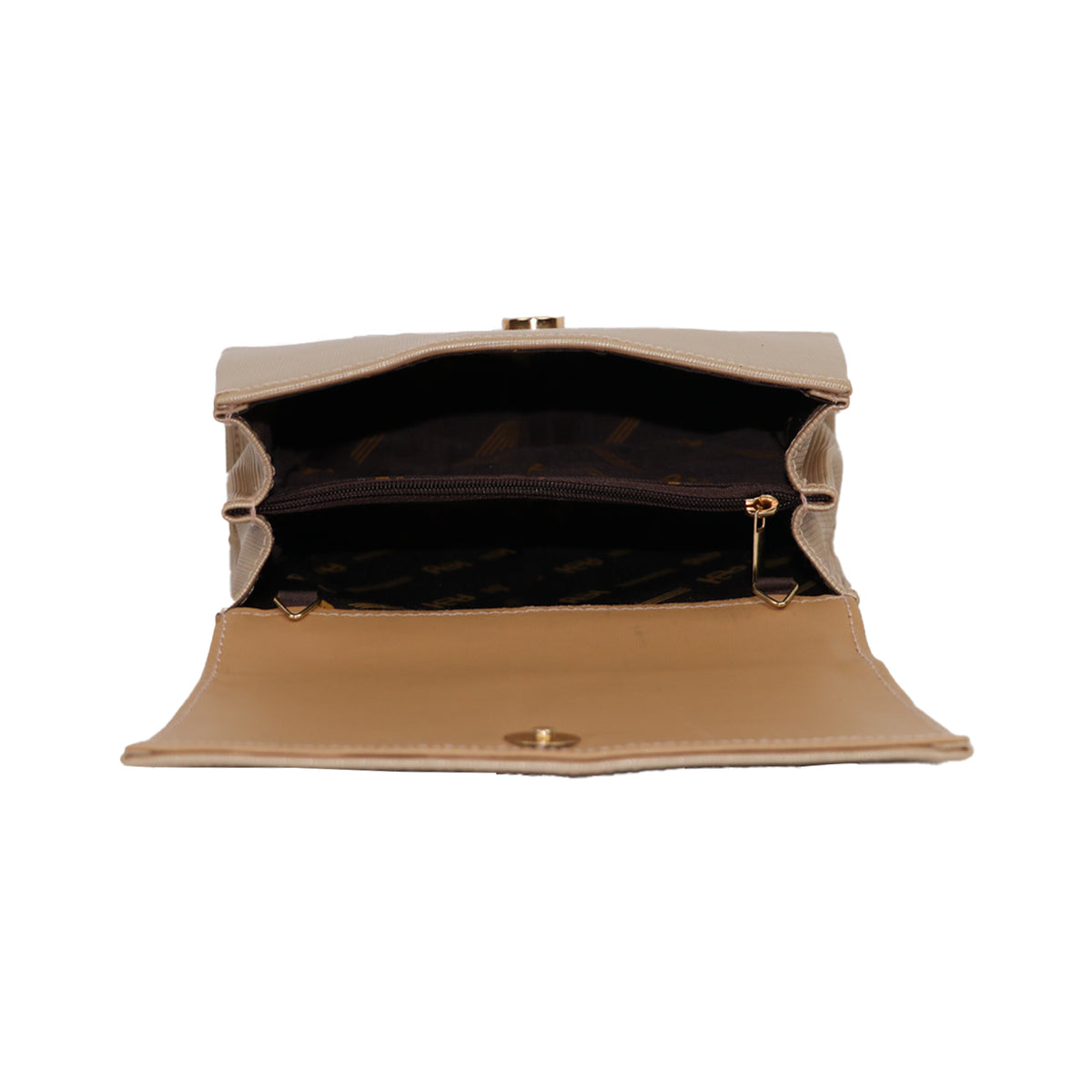 Textured Brown Sling Bag with Chain Strap