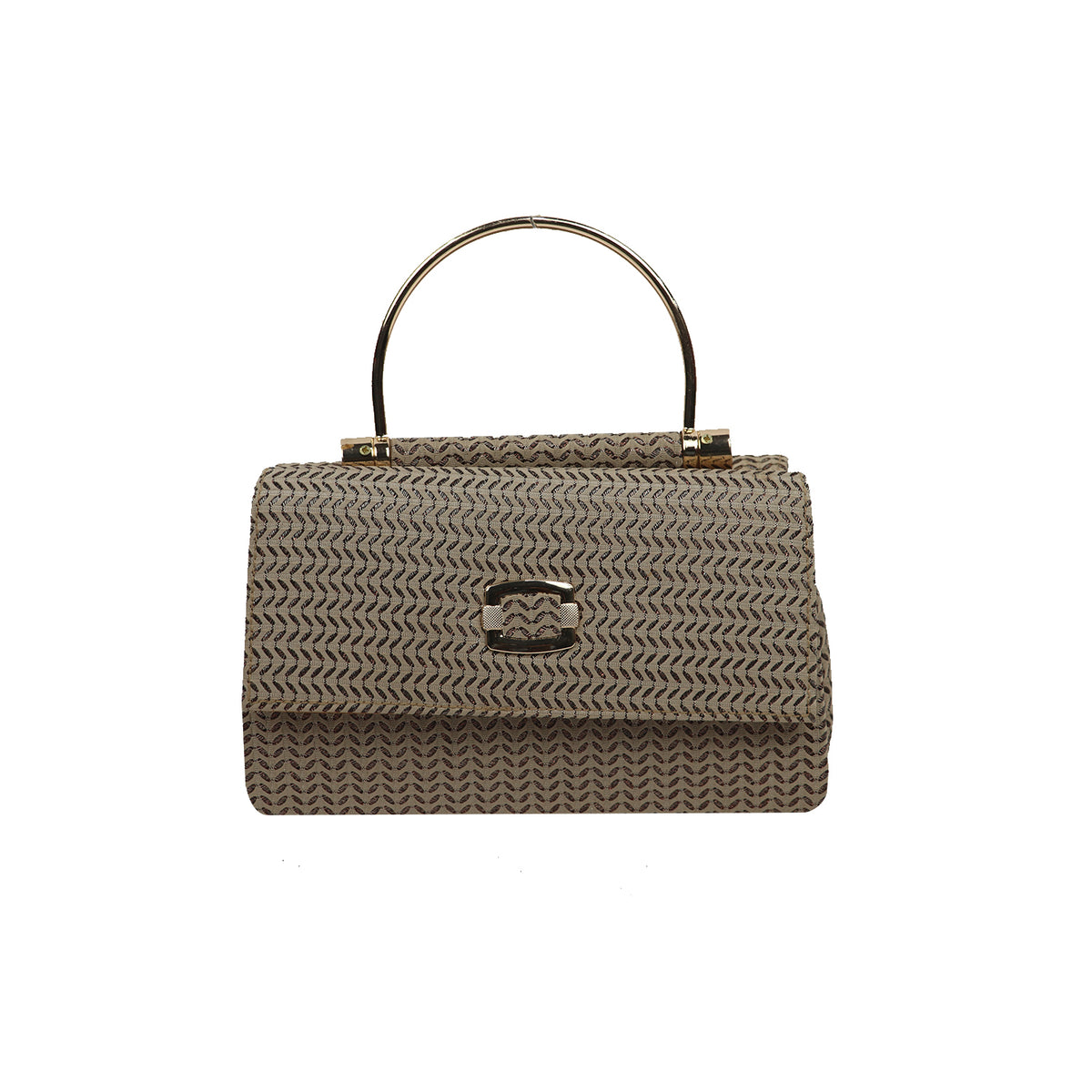 Textured Party Handbag with Metal Handle and Chain Strap – Elegant Evening Clutch