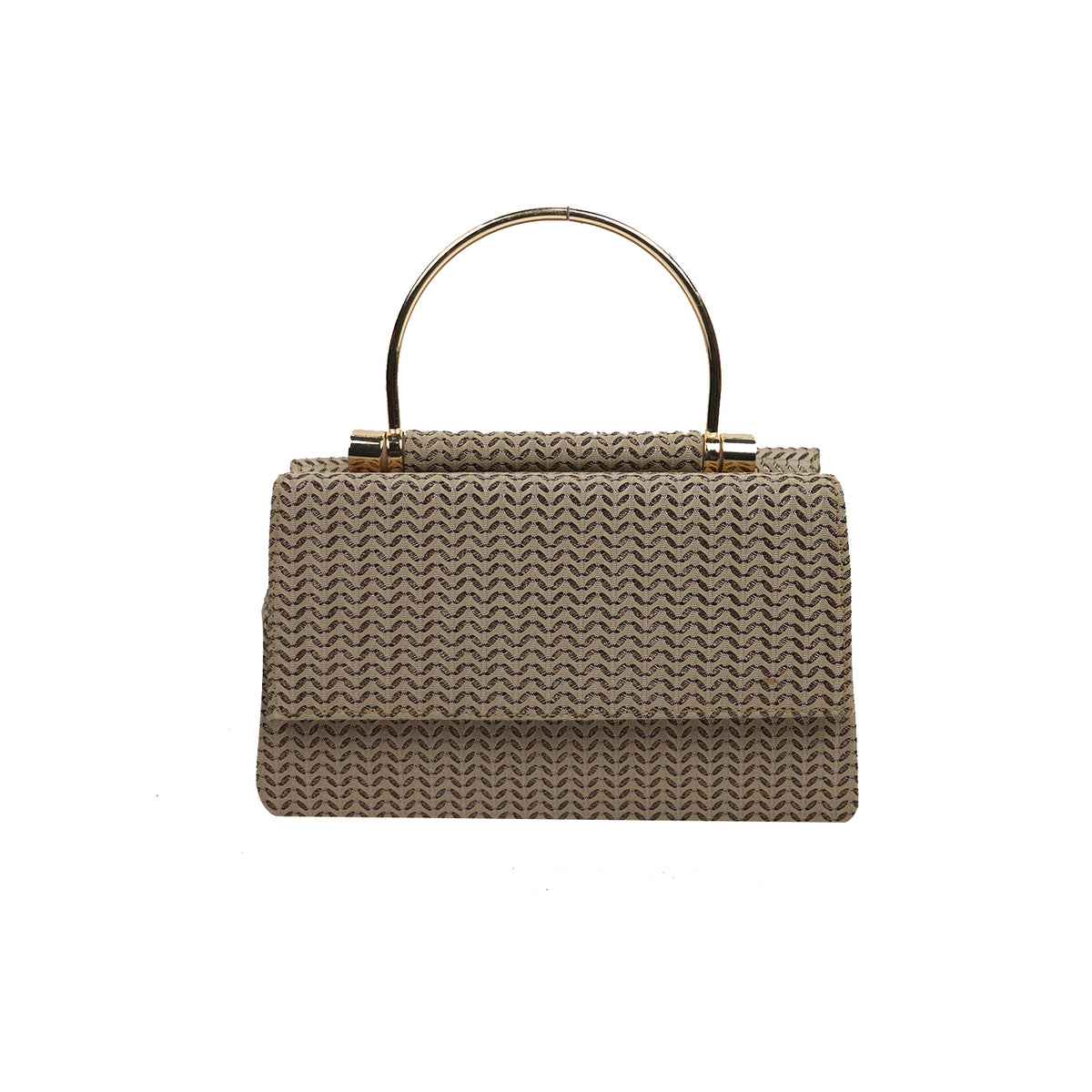 Textured Party Handbag with Metal Handle and Chain Strap – Elegant Evening Clutch