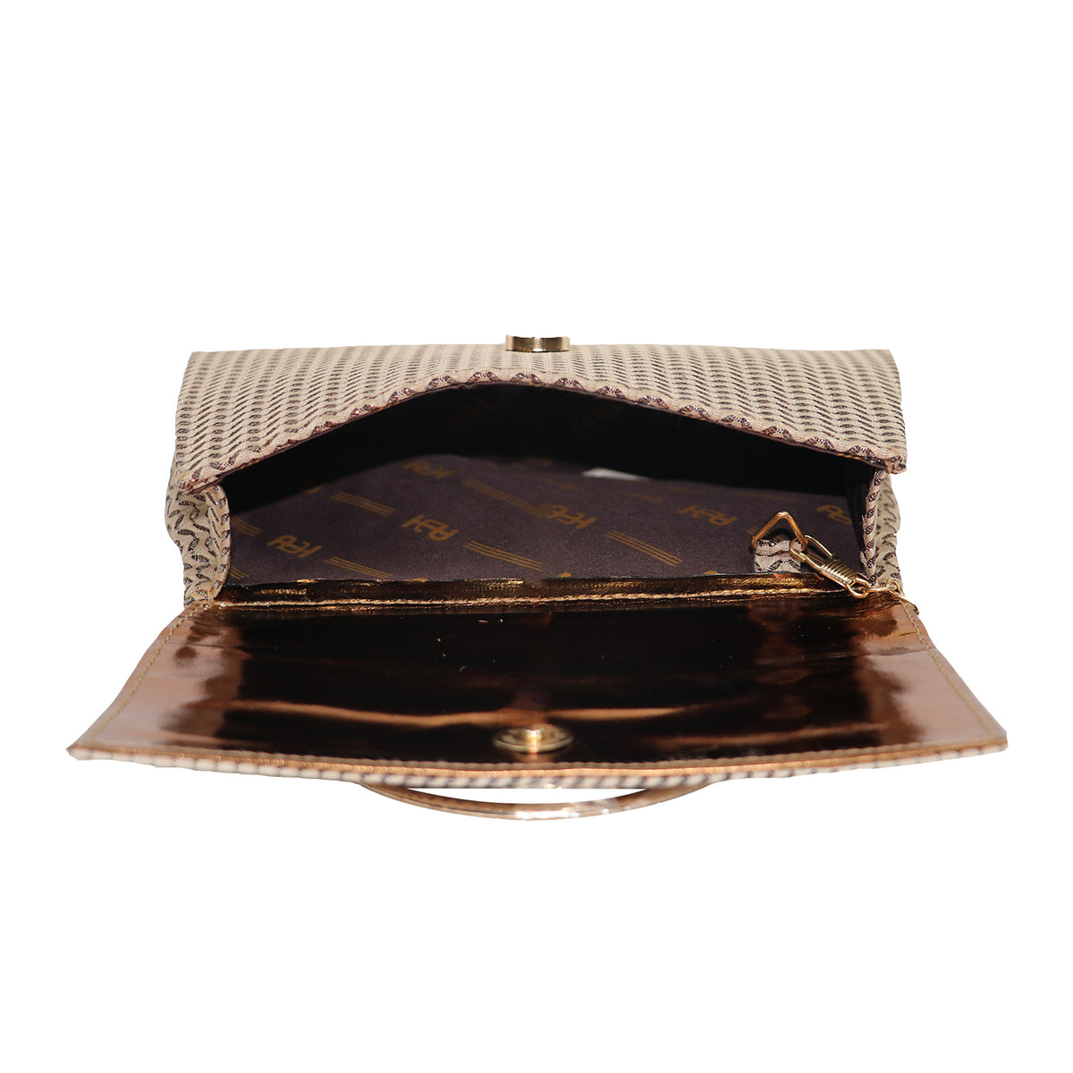 Textured Party Handbag with Metal Handle and Chain Strap – Elegant Evening Clutch