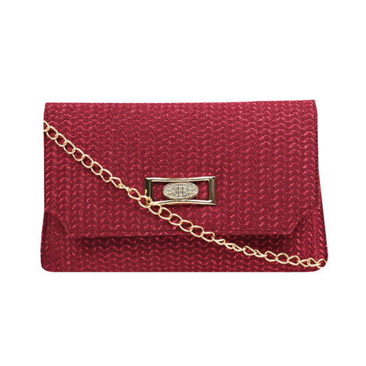 Women's Textured Evening Clutch with Gold Chain Strap