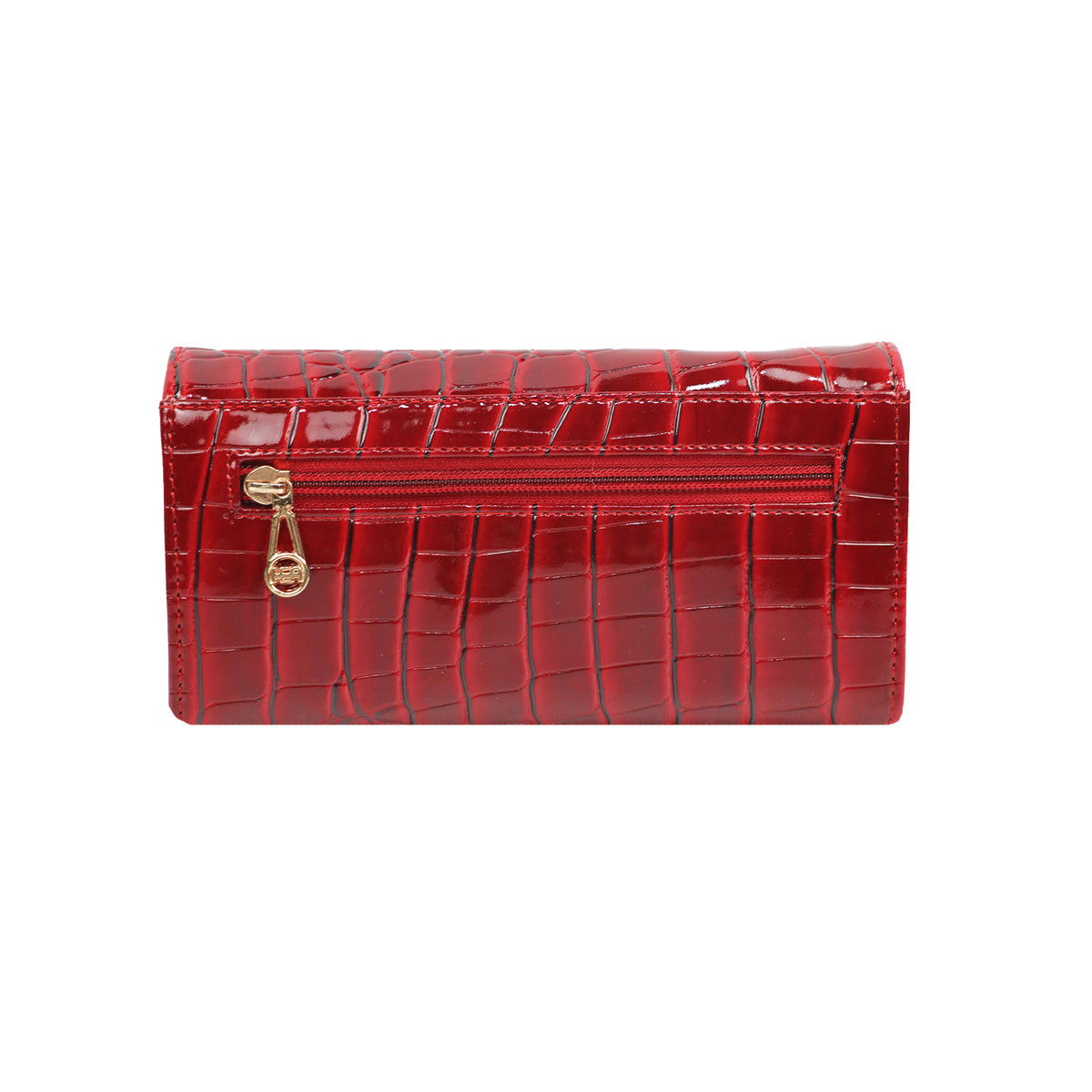 Crocodile Texture Long Wallet with Zipper Pocket and Card Slots