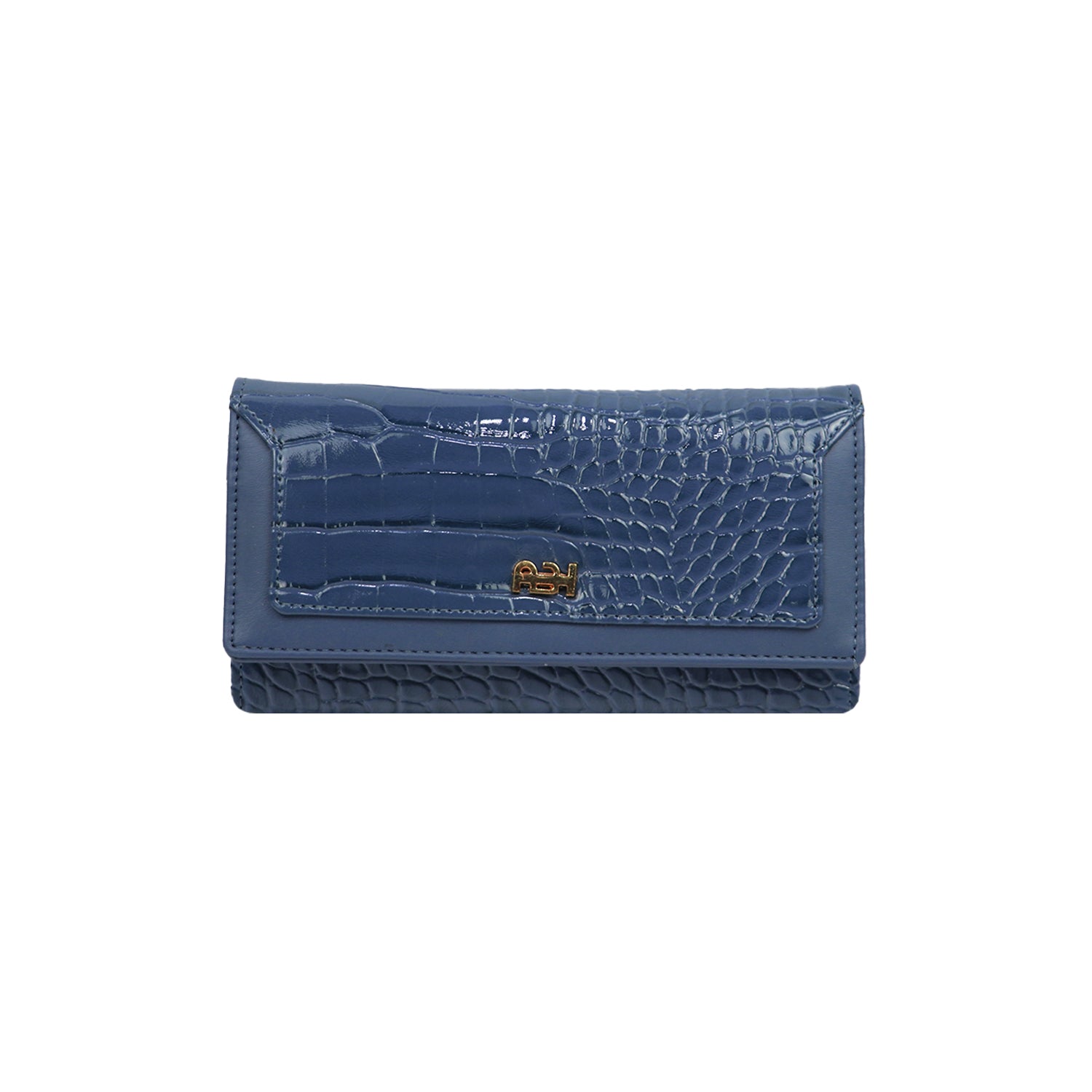 Crocodile Texture Long Wallet with Zipper Pocket and Card Slots - Dark Blue