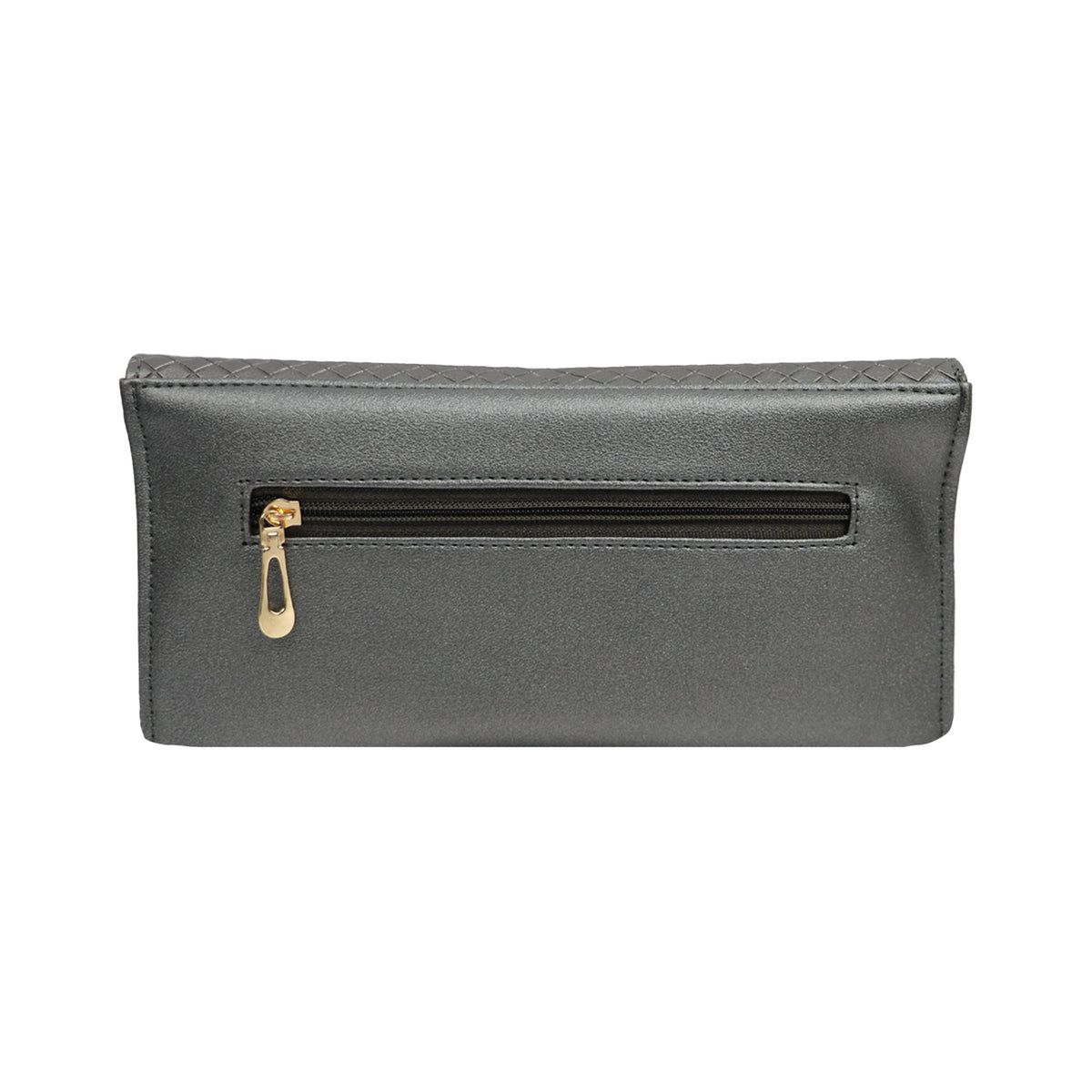 Textured Clutch Wallet with Chain Strap and Tassel Zipper Pocket