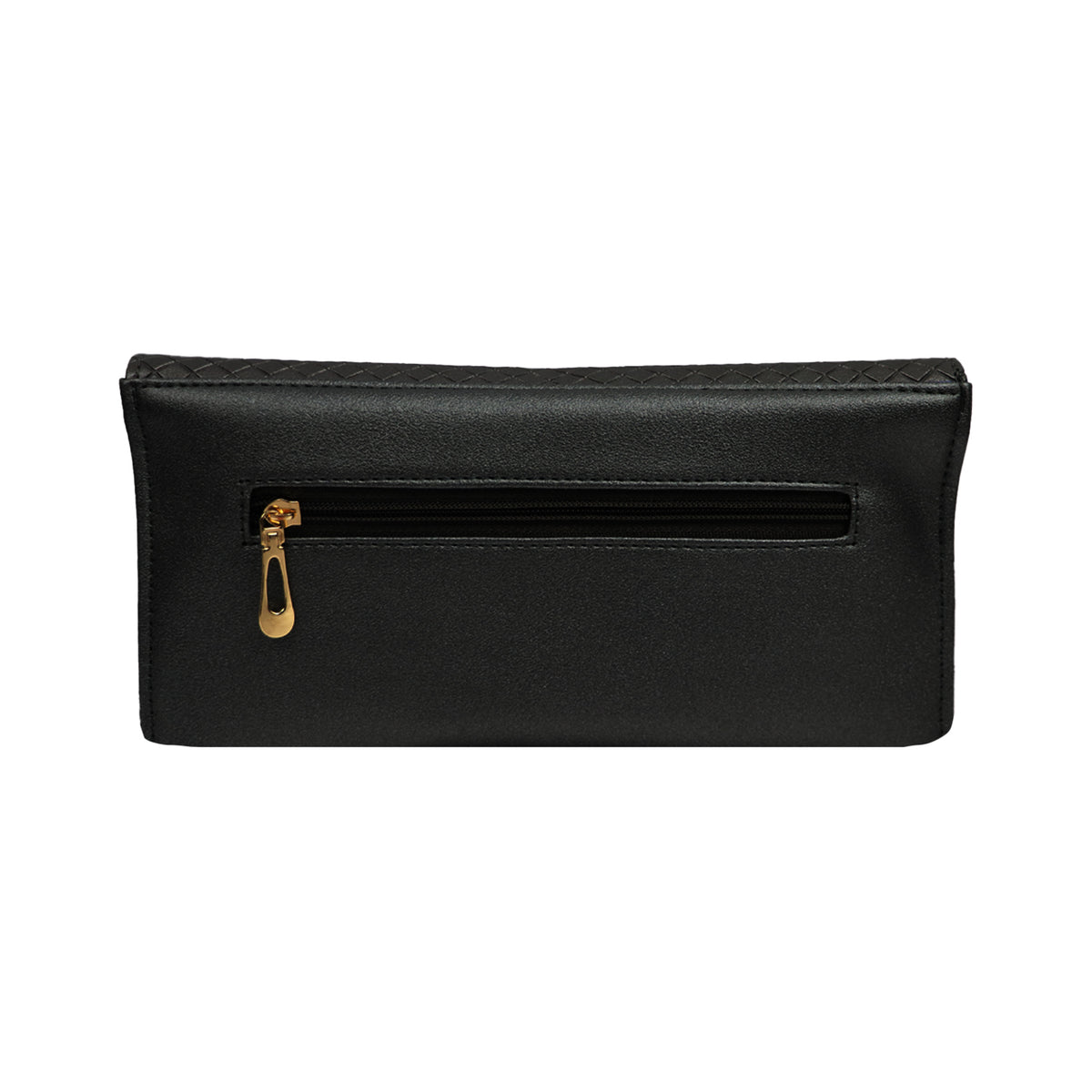 Textured Clutch Wallet with Chain Strap and Tassel Zipper Pocket