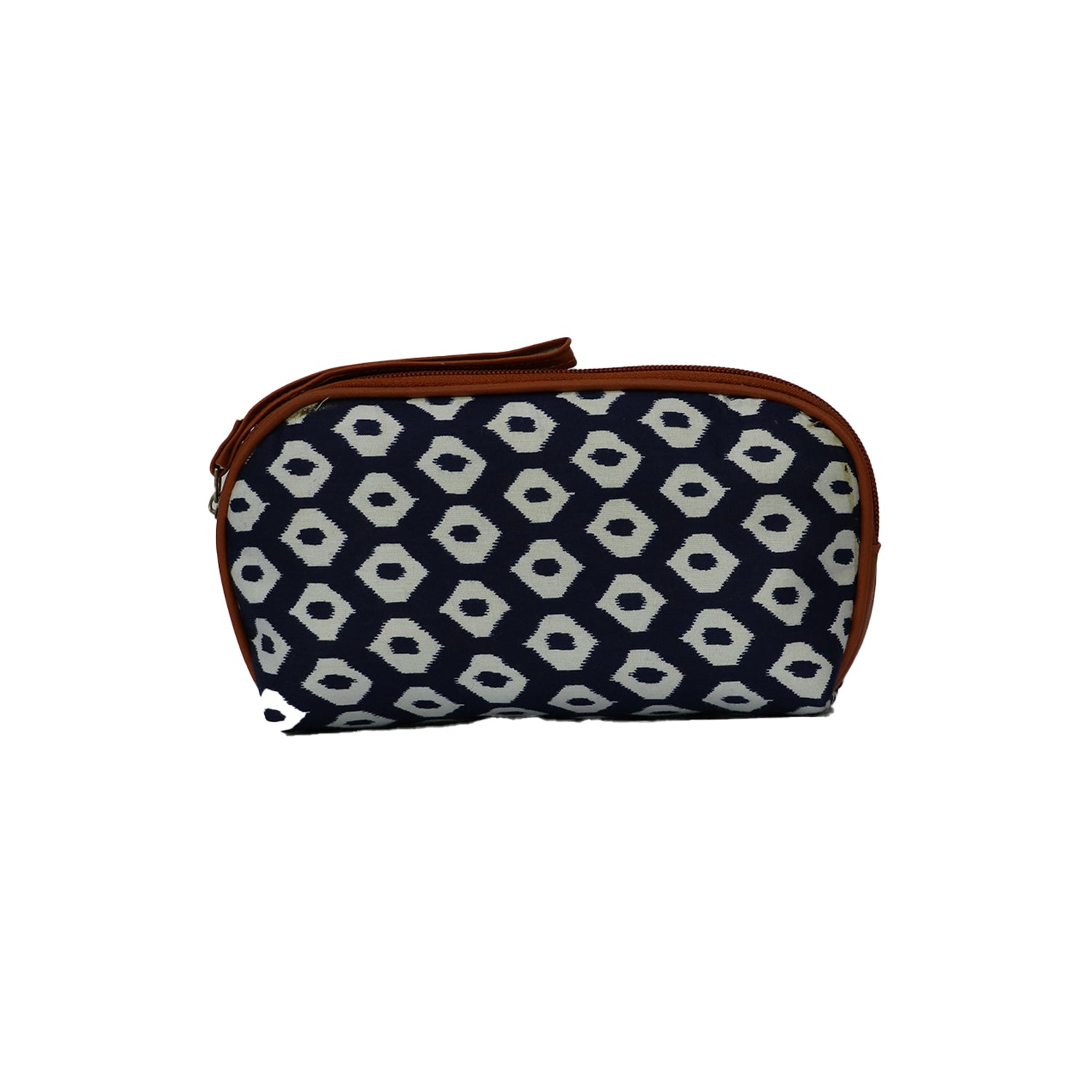 Printed Cosmetic Makeup Pouch Travel Organizer Bag with Wrist Strap - Black