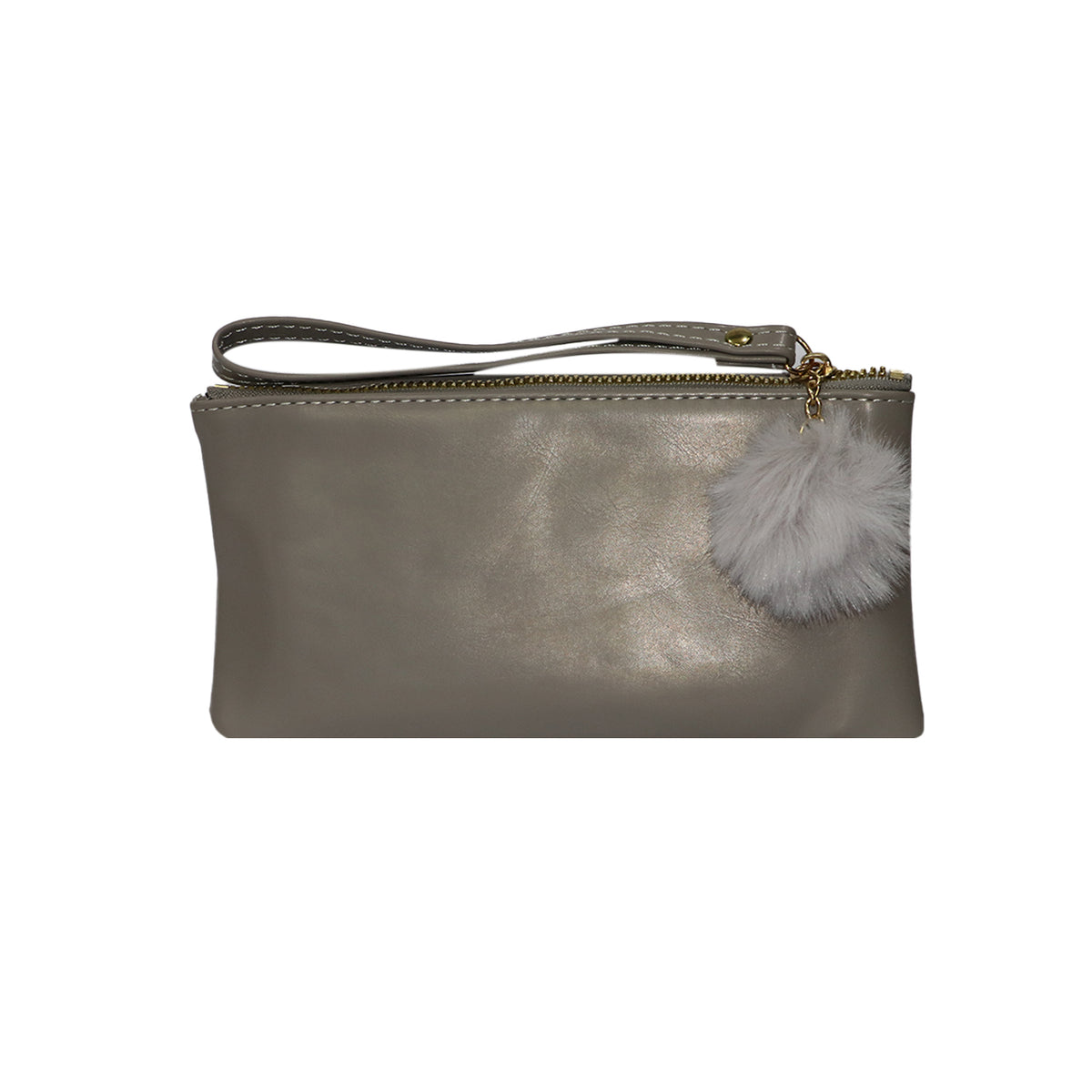 Wristlet Cosmetic Pouch Makeup Organizer with Zipper and Pom Pom