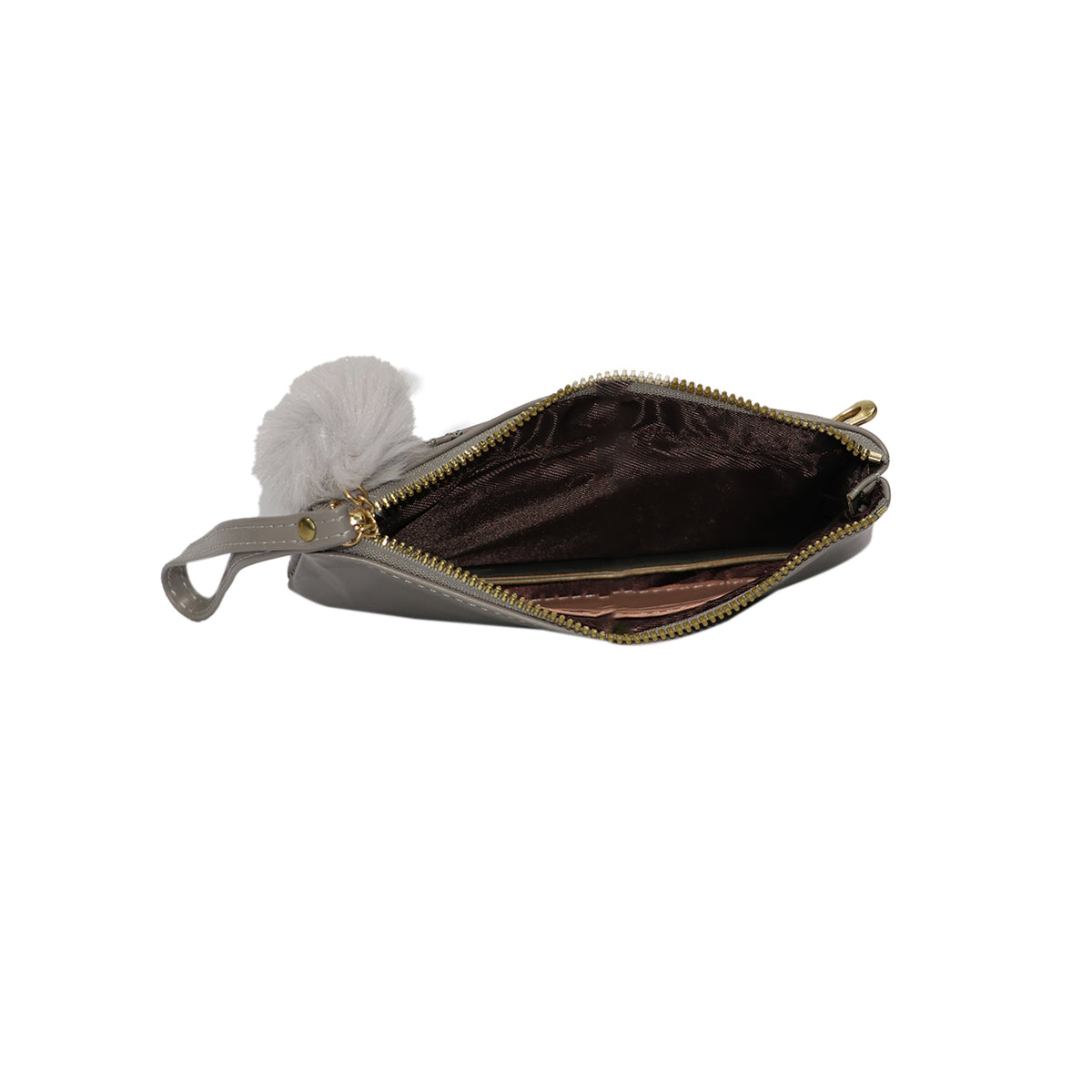 Wristlet Cosmetic Pouch Makeup Organizer with Zipper and Pom Pom