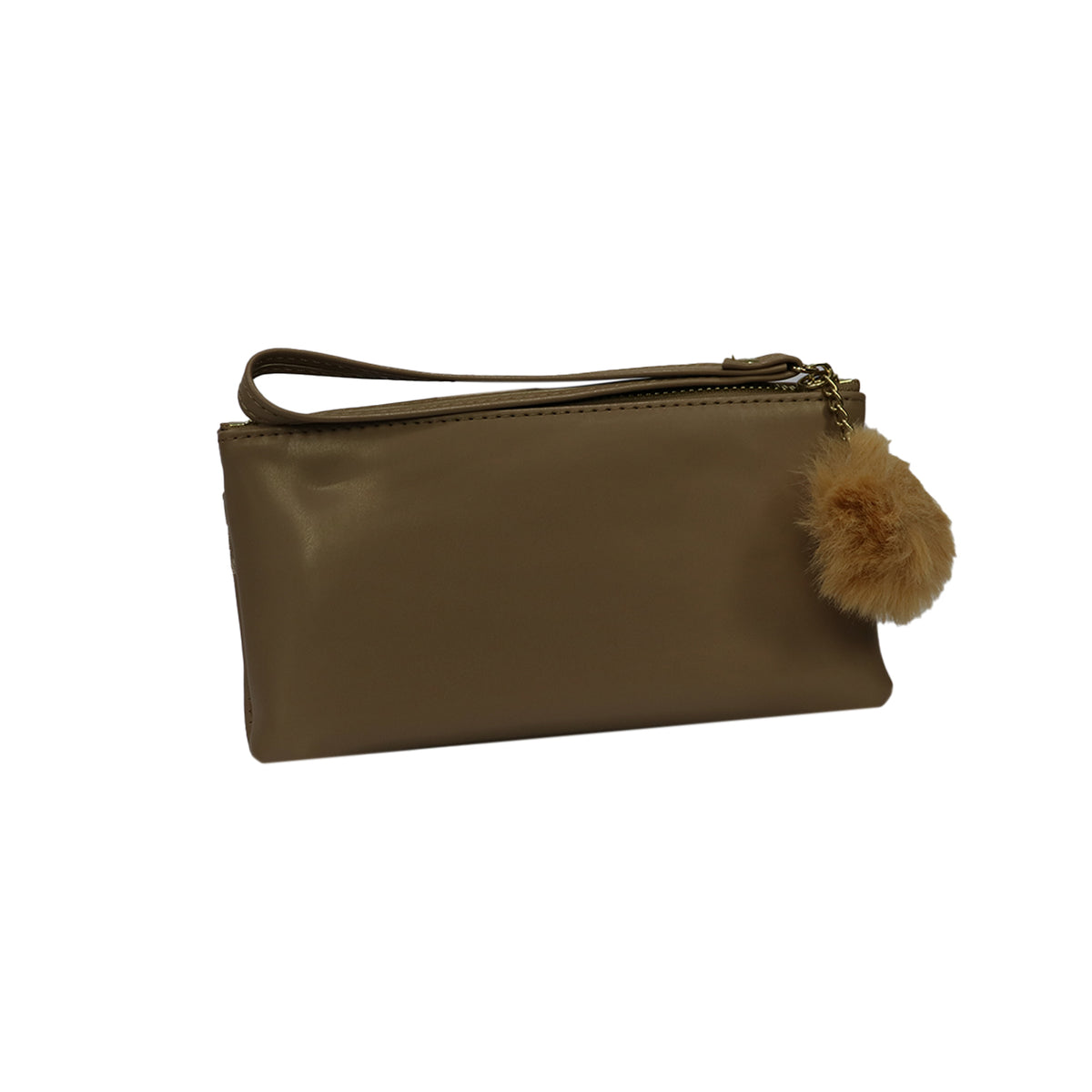 Wristlet Cosmetic Pouch Makeup Organizer with Zipper and Pom Pom