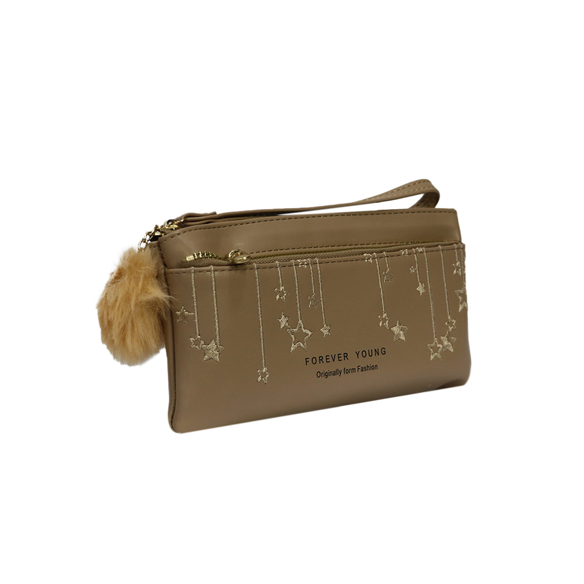 Wristlet Cosmetic Pouch Makeup Organizer with Zipper and Pom Pom