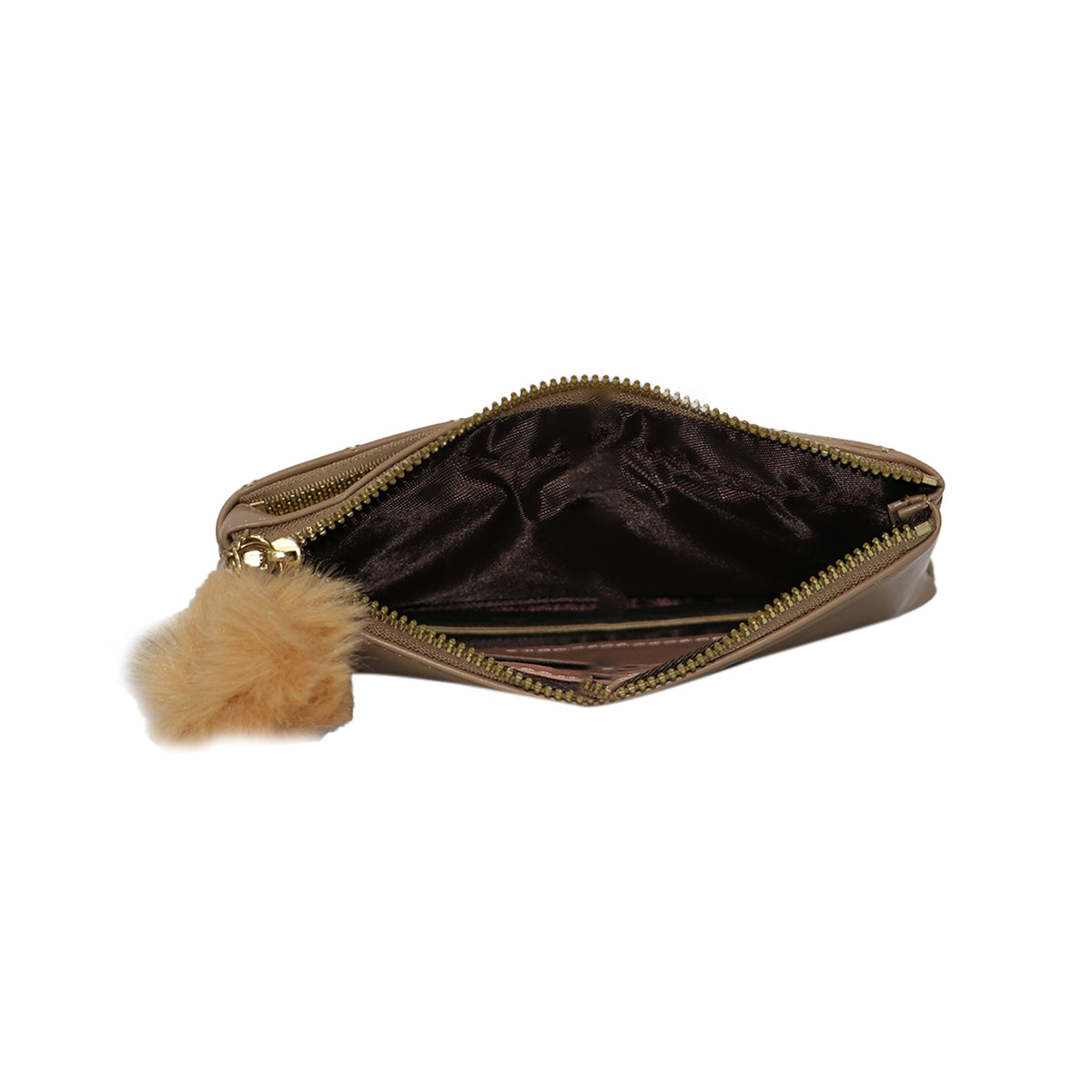 Wristlet Cosmetic Pouch Makeup Organizer with Zipper and Pom Pom