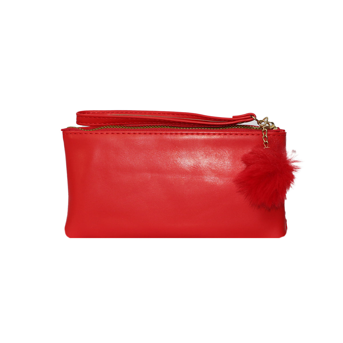 Wristlet Cosmetic Pouch Makeup Organizer with Zipper and Pom Pom