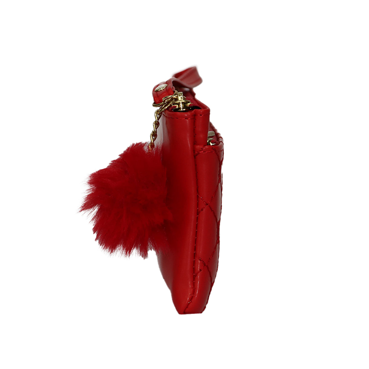 Wristlet Cosmetic Pouch Makeup Organizer with Zipper and Pom Pom