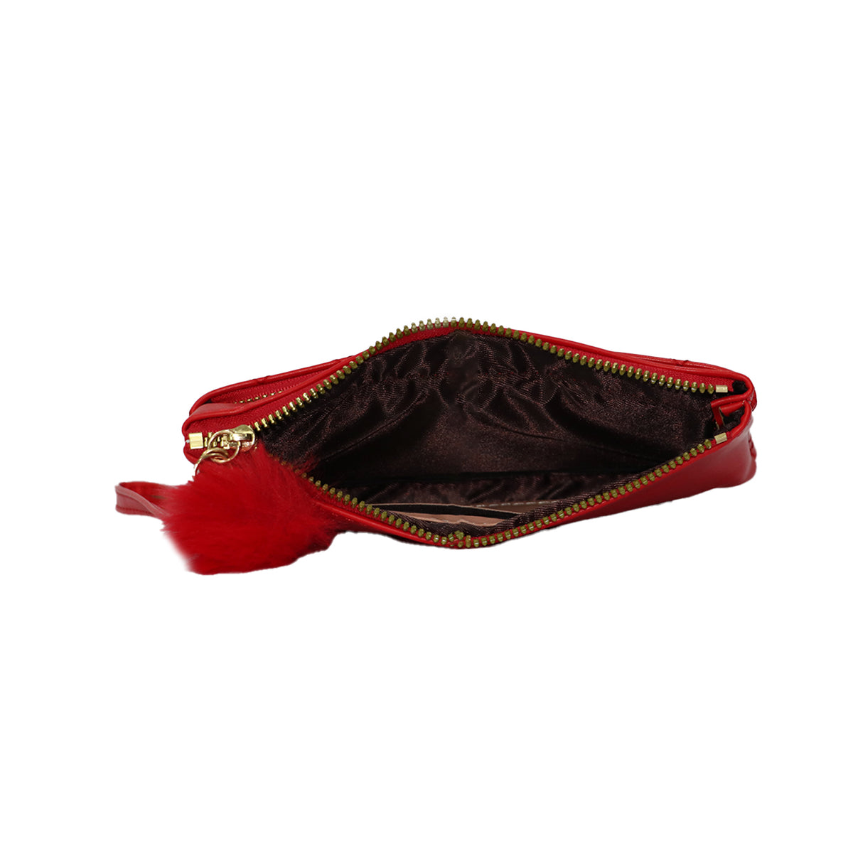 Wristlet Cosmetic Pouch Makeup Organizer with Zipper and Pom Pom