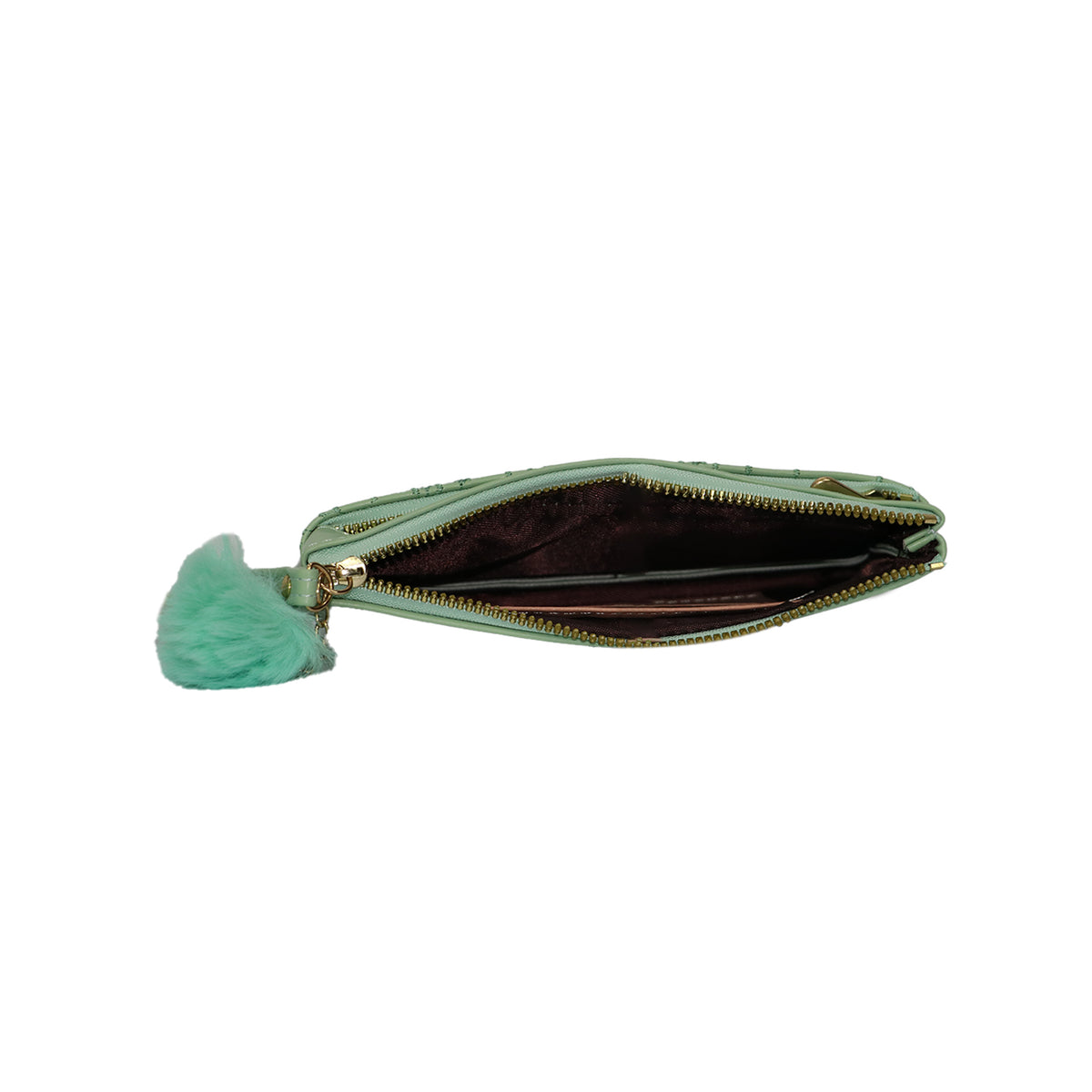 Wristlet Cosmetic Pouch Makeup Organizer with Zipper and Pom Pom