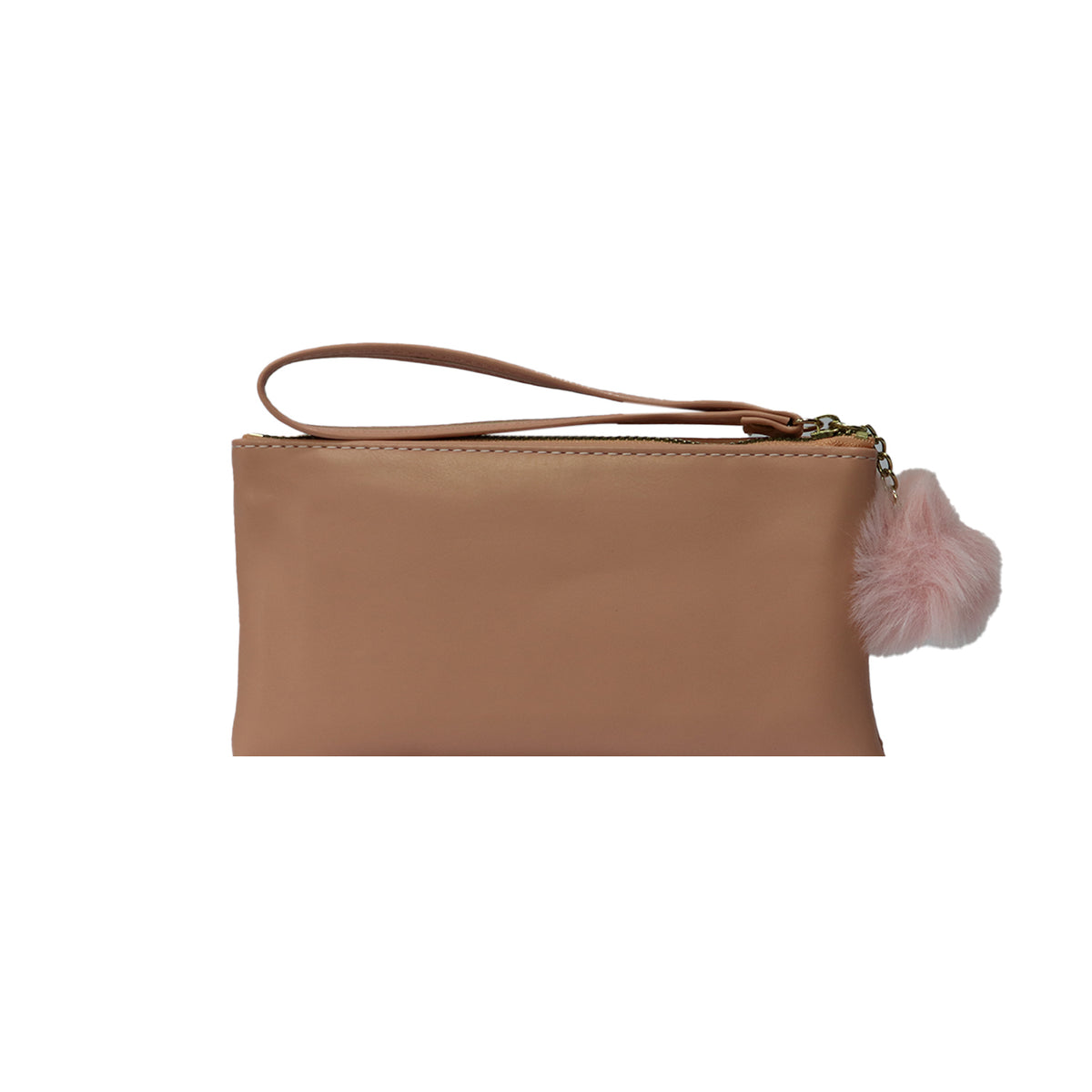 Wristlet Cosmetic Pouch Makeup Organizer with Zipper and Pom Pom