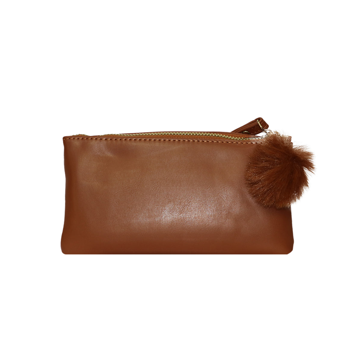 Wristlet Cosmetic Pouch Makeup Organizer with Zipper and Pom Pom