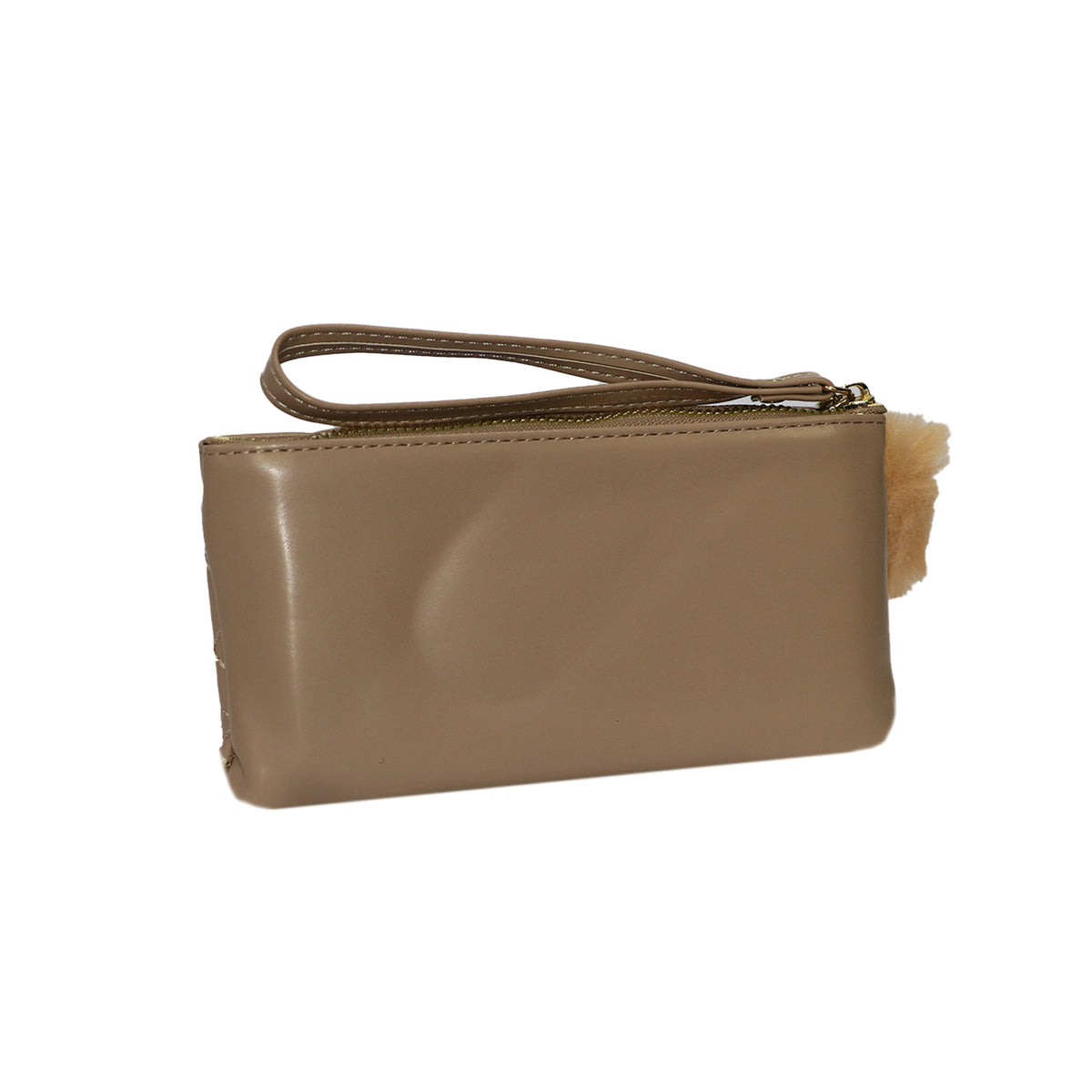 Wristlet Cosmetic Pouch Makeup Organizer with Zipper and Pom Pom