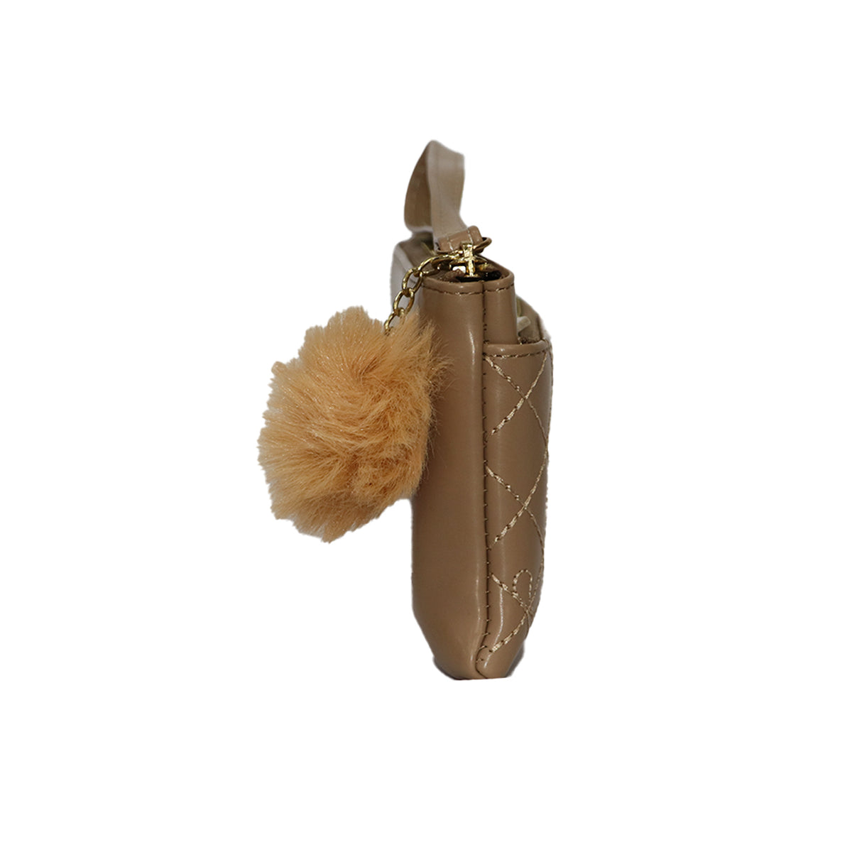 Wristlet Cosmetic Pouch Makeup Organizer with Zipper and Pom Pom