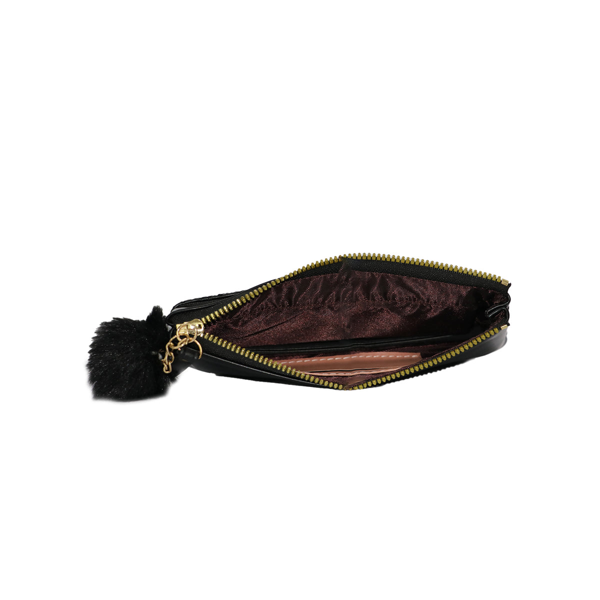 Wristlet Cosmetic Pouch Makeup Organizer with Zipper and Pom Pom