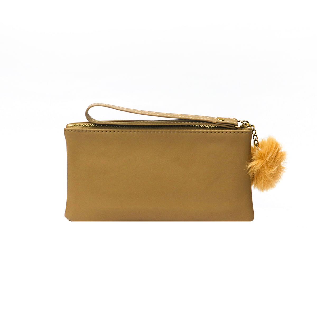 Wristlet Cosmetic Pouch Makeup Organizer with Zipper and Pom Pom