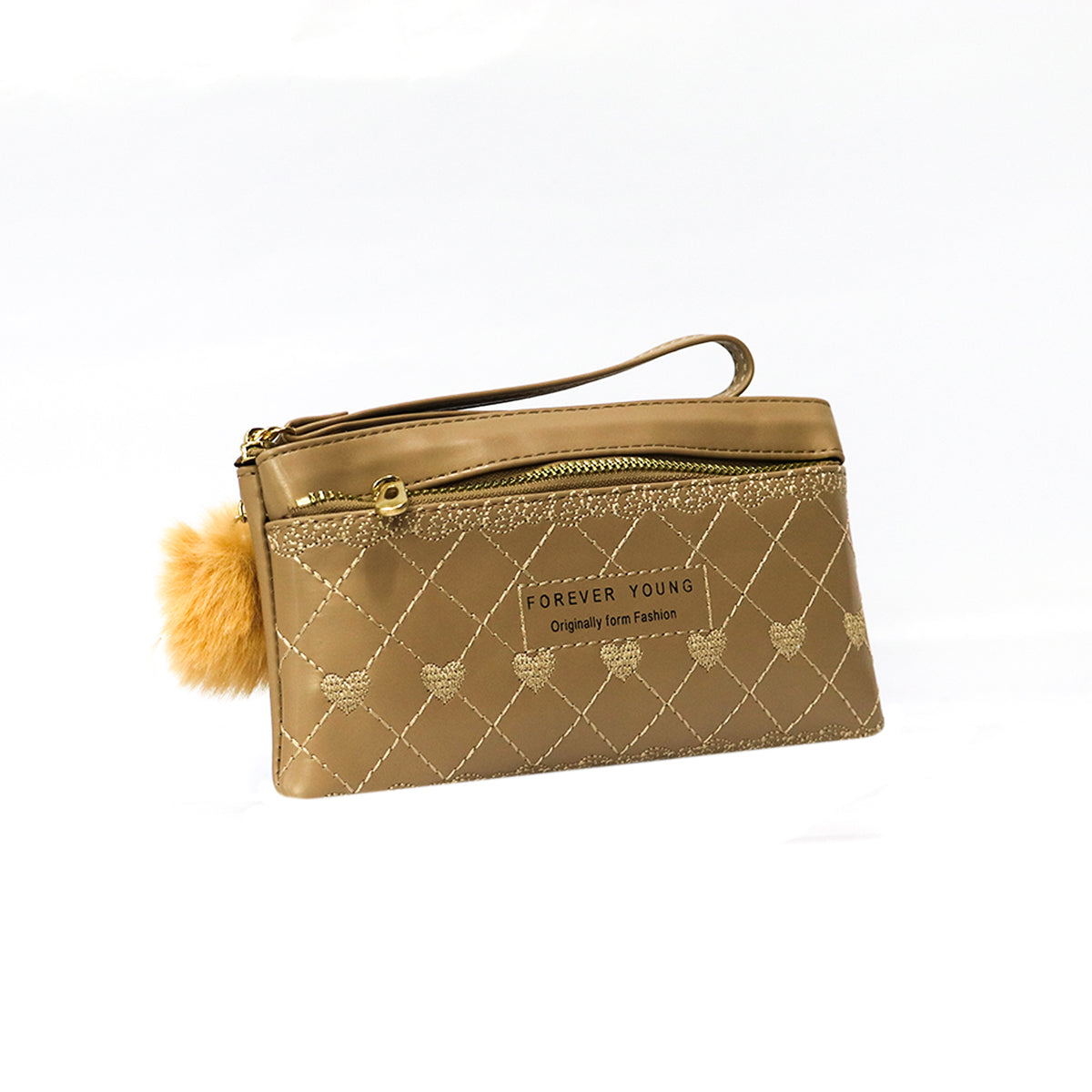 Wristlet Cosmetic Pouch Makeup Organizer with Zipper and Pom Pom