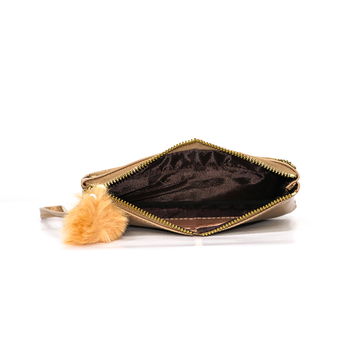 Wristlet Cosmetic Pouch Makeup Organizer with Zipper and Pom Pom