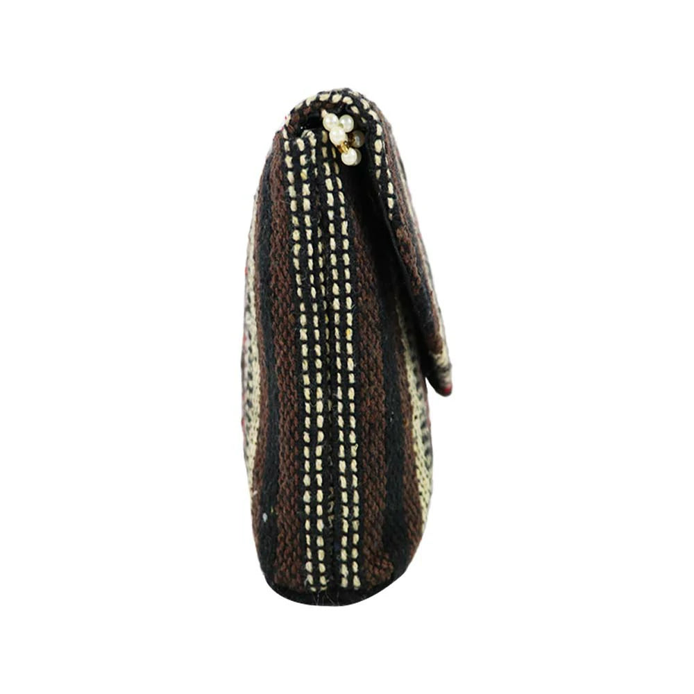 Women’s Multicolor Embroidered Clutch with Detachable Chain Strap
