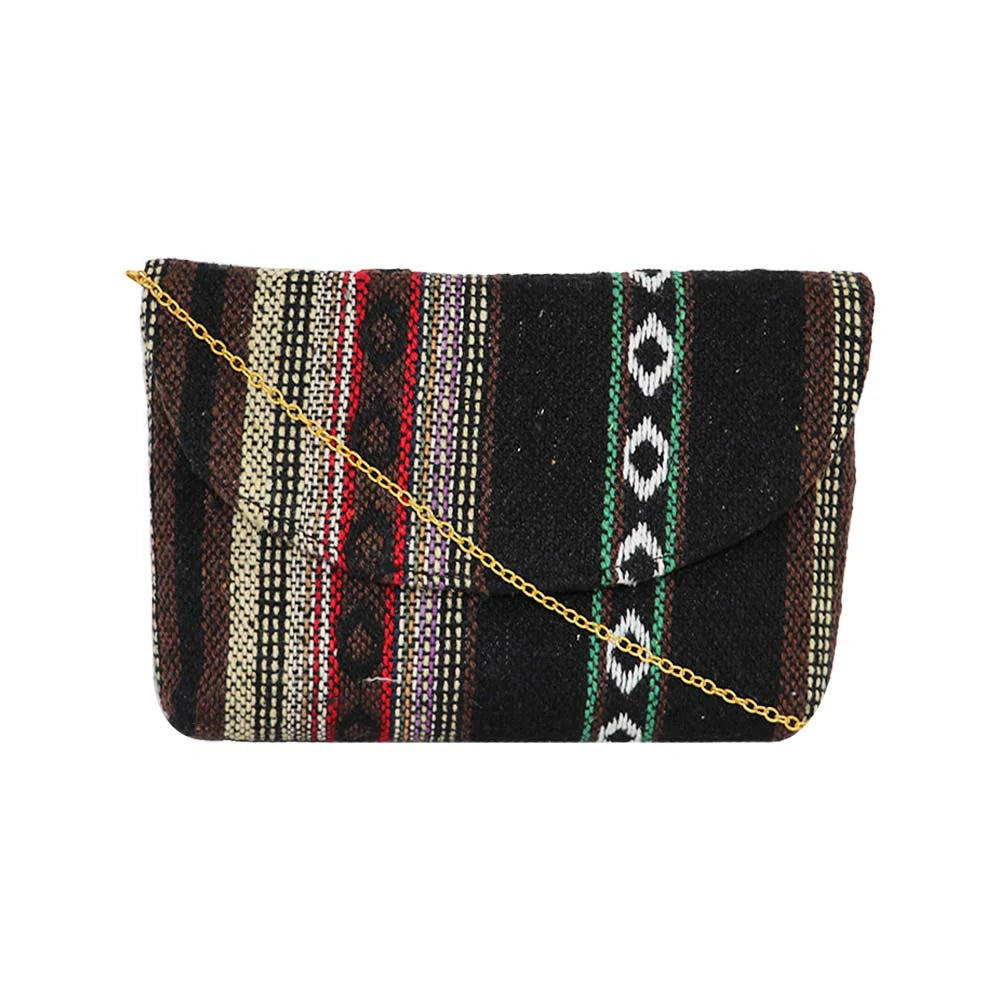Women’s Multicolor Embroidered Clutch with Detachable Chain Strap