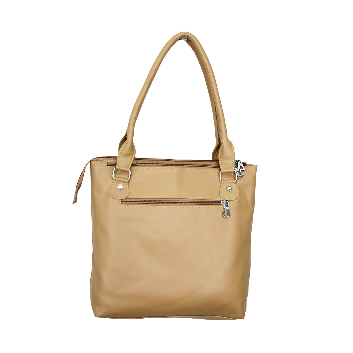 Tan Shoulder Handbag with Multiple Zipper Pockets Stylish Daily Use Tote Bag