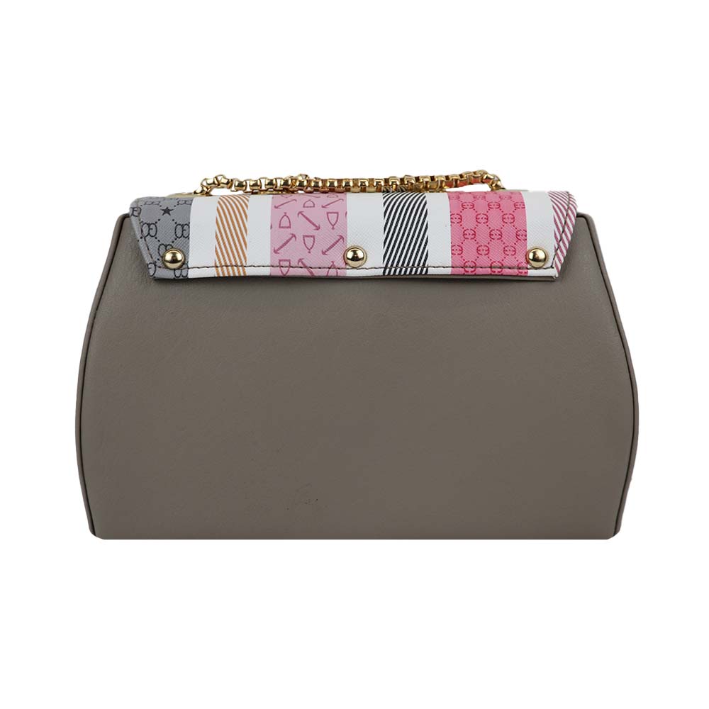 Chain Strap Sling Bag with Pattern Flap bag