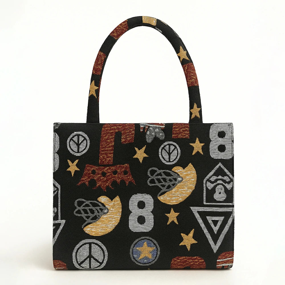 Monochrome Jungle Tapestry Tote Bag