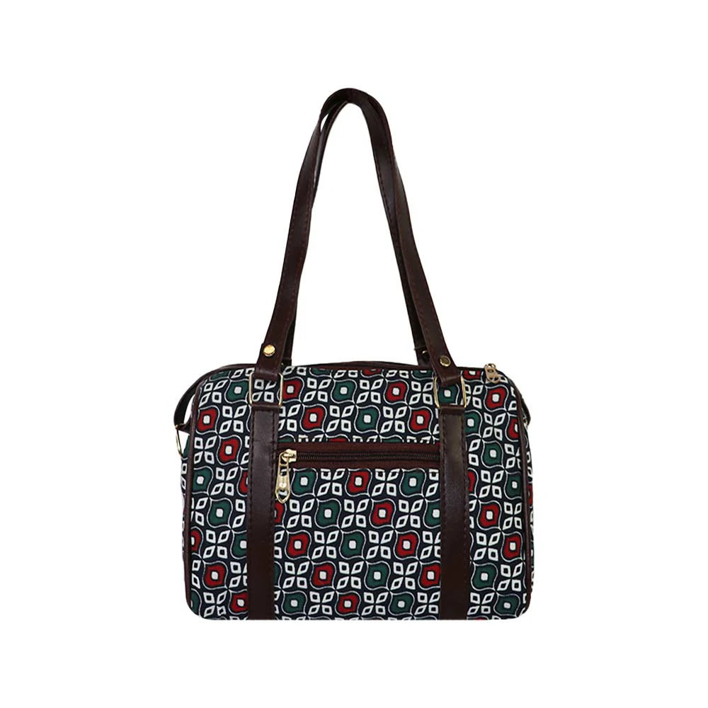 Printed Handbag for Women | Structured Shoulder Bag with Multiple Compartments | Stylish Everyday Carry