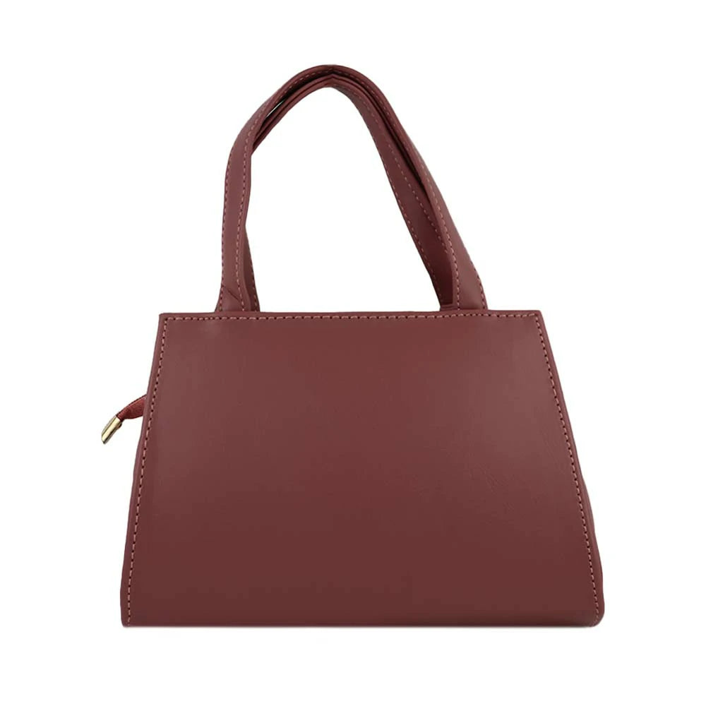 Women Structured Handbag with Detachable Sling Strap, Premium Finish.