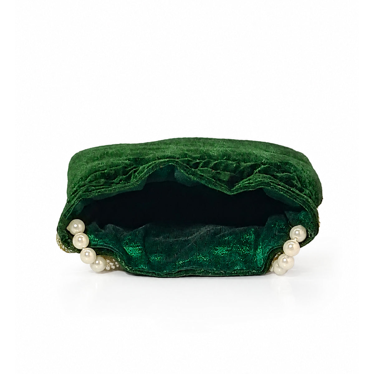Embroidered Potli Bag with Pearl Beaded Handle & Mirror Work Bag