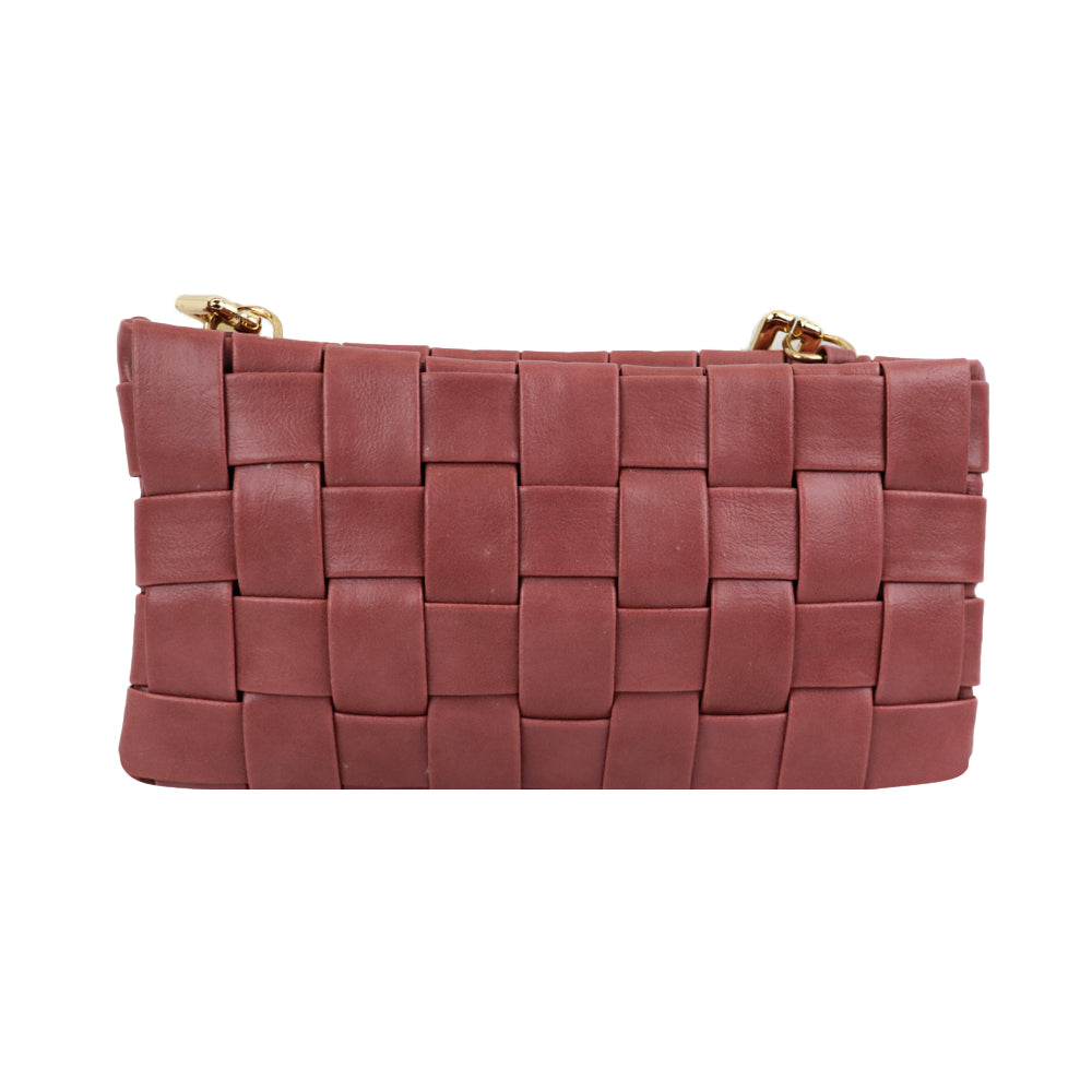 Woven Shoulder Bag with Gold Chain Strap Fashion Party Sling bag